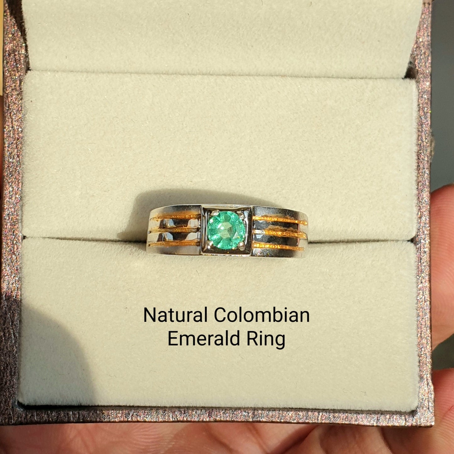 Colombian Emerald Solitaire Ring, Natural Bright Green Round Emerald Wedding Ring For Men and Women, AAA Emerald Daily Wear Birthstone Ring