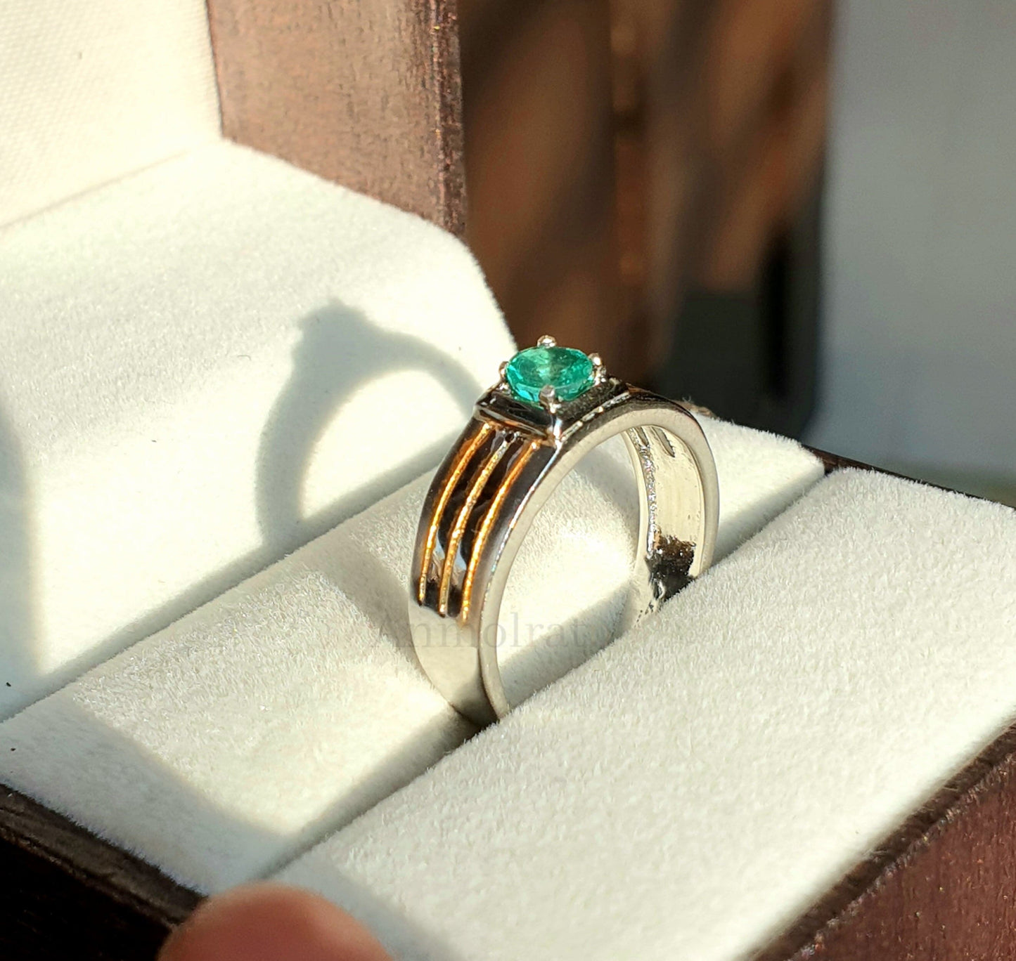 Colombian Emerald Solitaire Ring, Natural Bright Green Round Emerald Wedding Ring For Men and Women, AAA Emerald Daily Wear Birthstone Ring