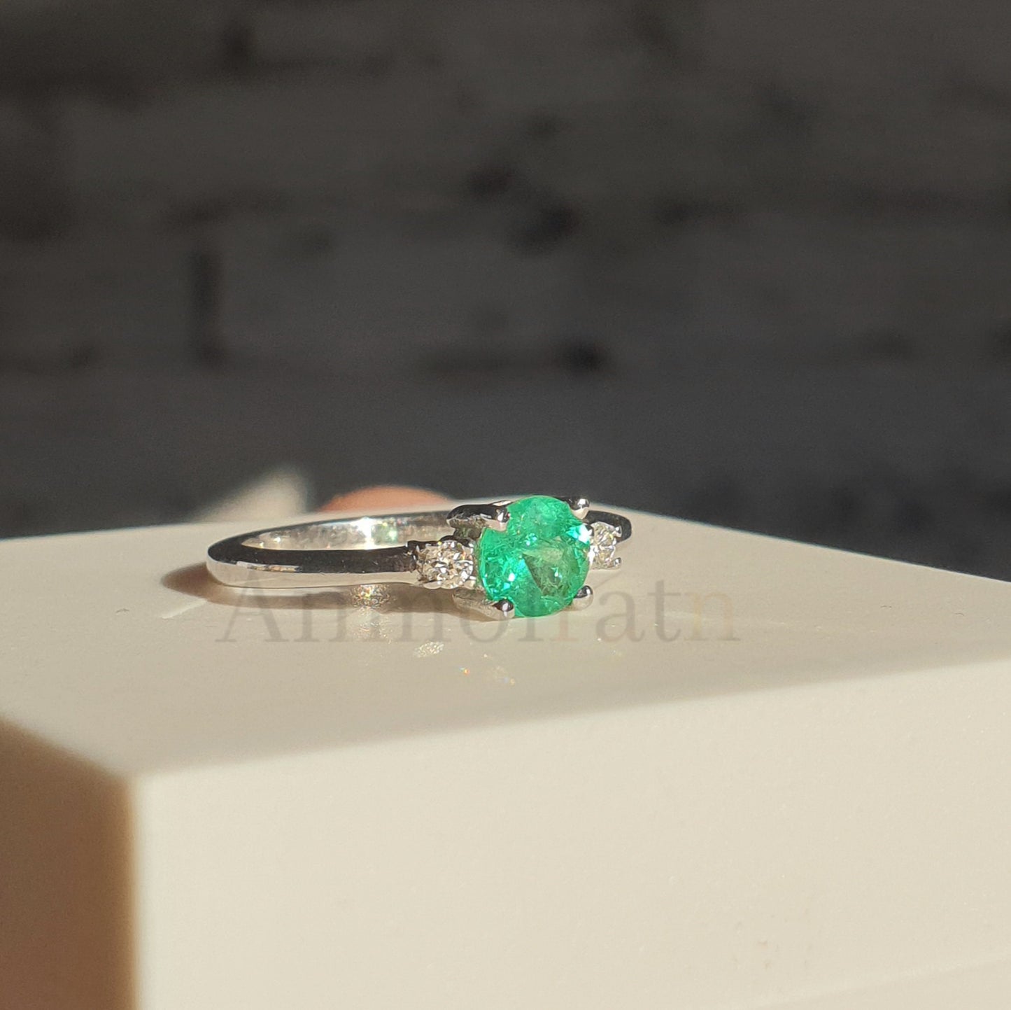 Certified Colombian Emerald Ring With Diamond For Women, AAA Emerald Solitaire Wedding Engagement Ring For Gift, 14k Emerald Stacking Ring