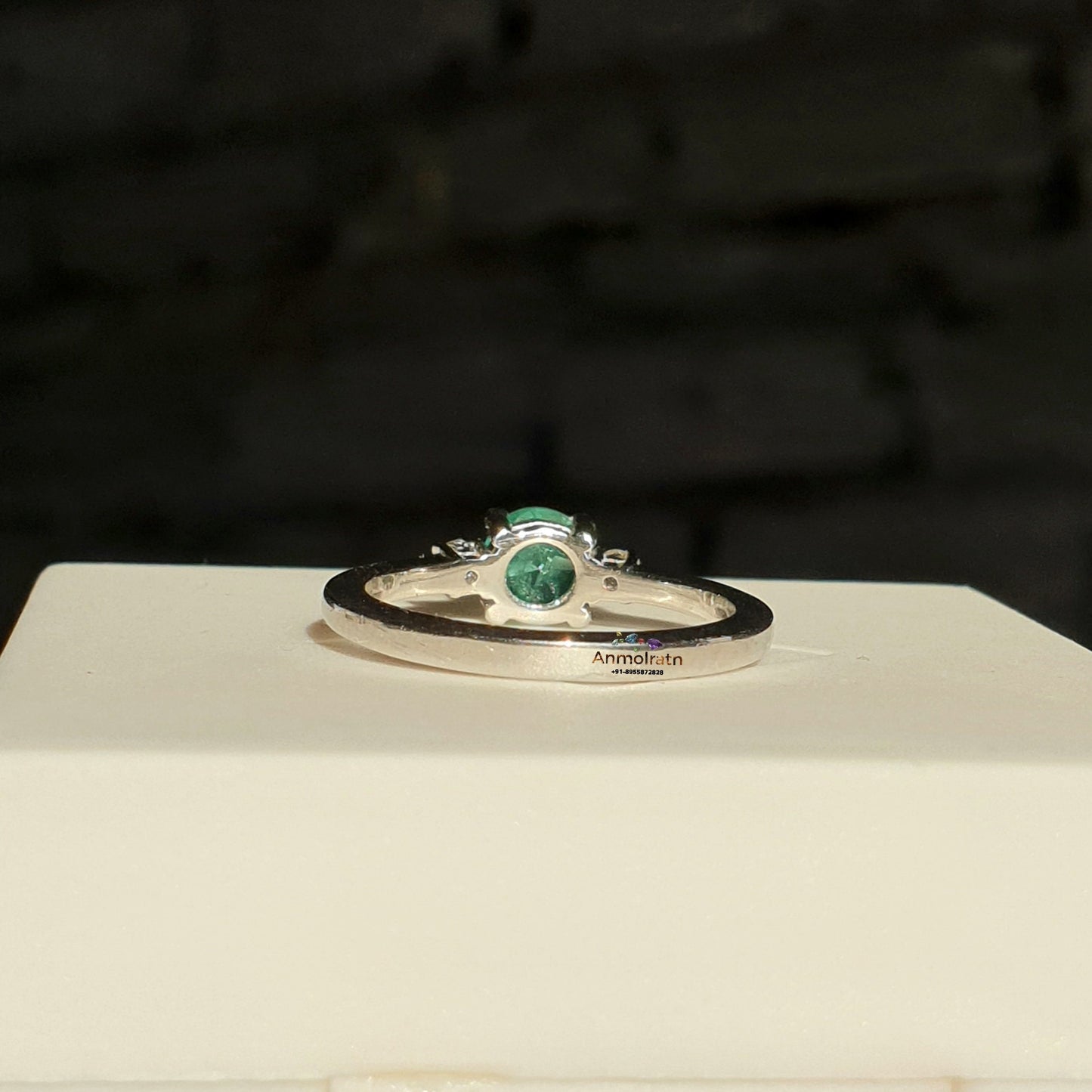Certified Colombian Emerald Ring With Diamond For Women, AAA Emerald Solitaire Wedding Engagement Ring For Gift, 14k Emerald Stacking Ring