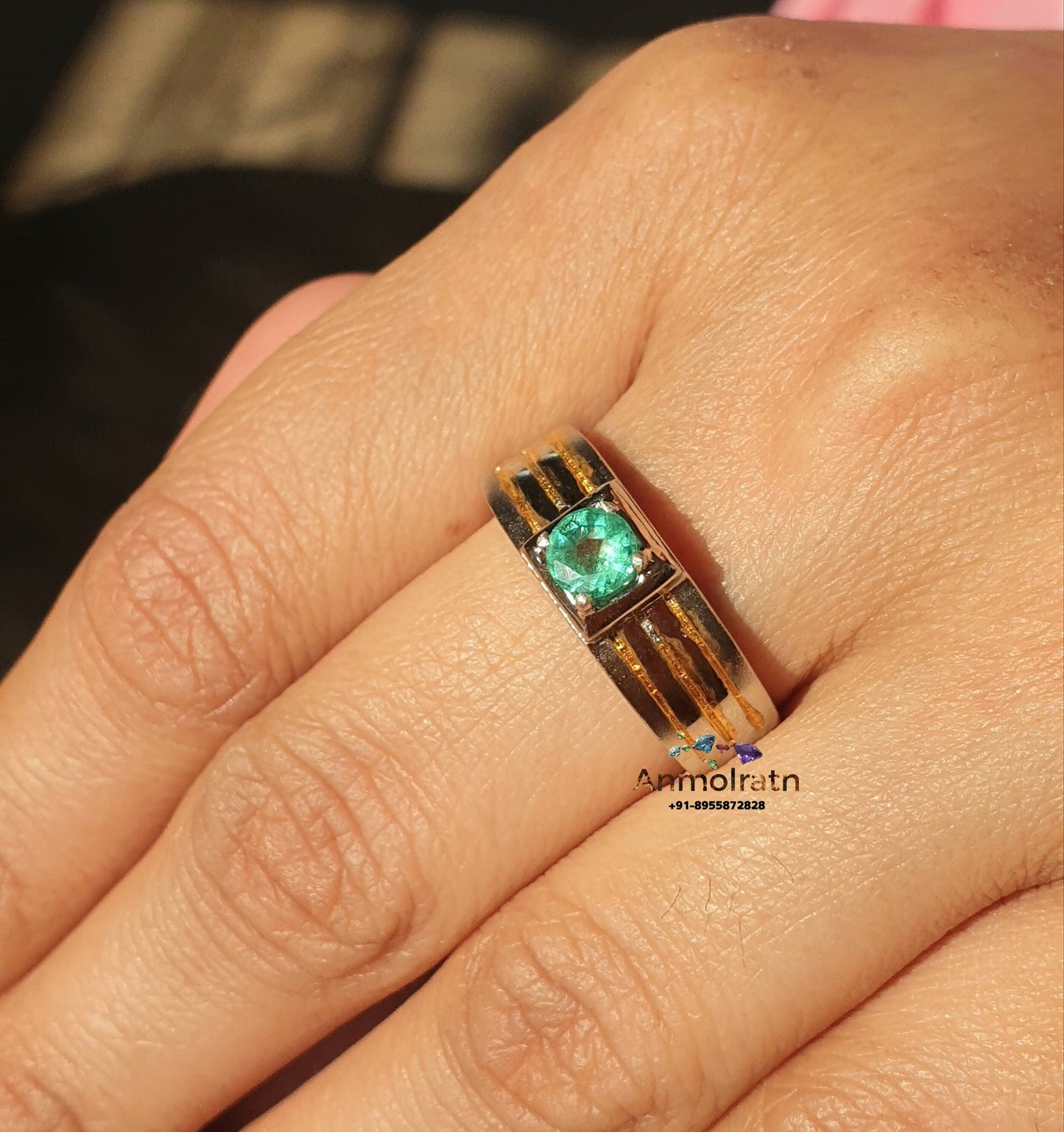 Colombian Emerald Solitaire Ring, Natural Bright Green Round Emerald Wedding Ring For Men and Women, AAA Emerald Daily Wear Birthstone Ring