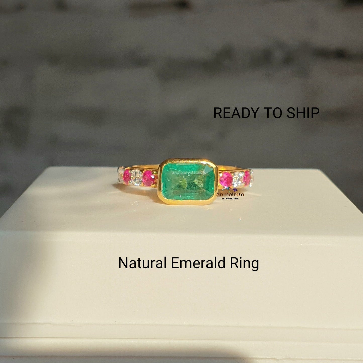 Emerald Cut Stacking Ring For Women, East West Bezel Set Green Emerald Solitaire Dainty Ring, Simple Emerald Octagon Silver Ring For Her