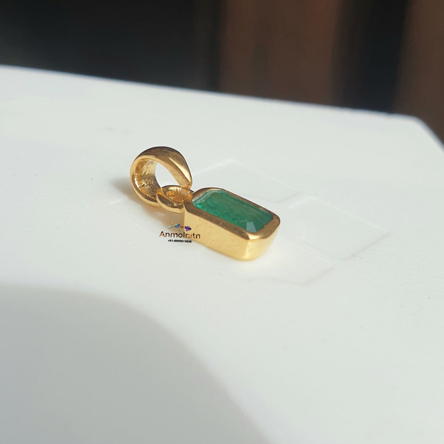Daily Wear Natural Emerald Bezel Set Birthstone Pendant Emerald Cut Emerald Octagon Pendant For Gift, 14k Green Emerald Silver Pendant Men