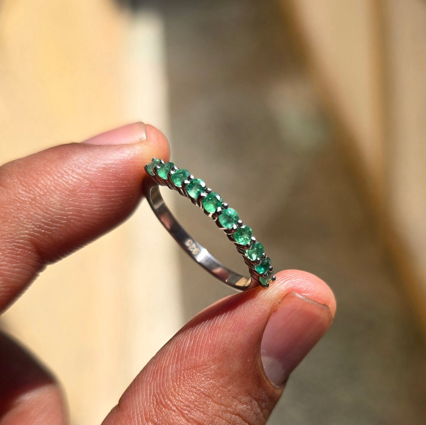 Emerald Band Ring Daily Wear Emerald Stacking Ring Gold Eternity Band Gemstone Band Wedding Band Ring Emerald Birthstone Ring Gift For Women