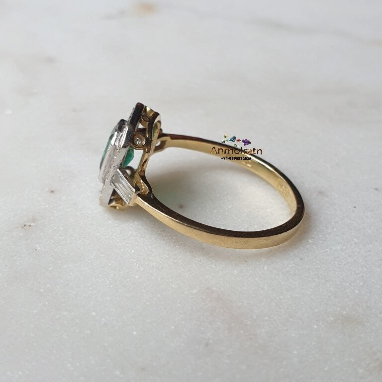 Emerald Cluster Wedding Ring, High Quality Emerald Cut Engagement ring For Women, 14k Bezel Set Natural Emerald Octagon Ring Gift For Her,