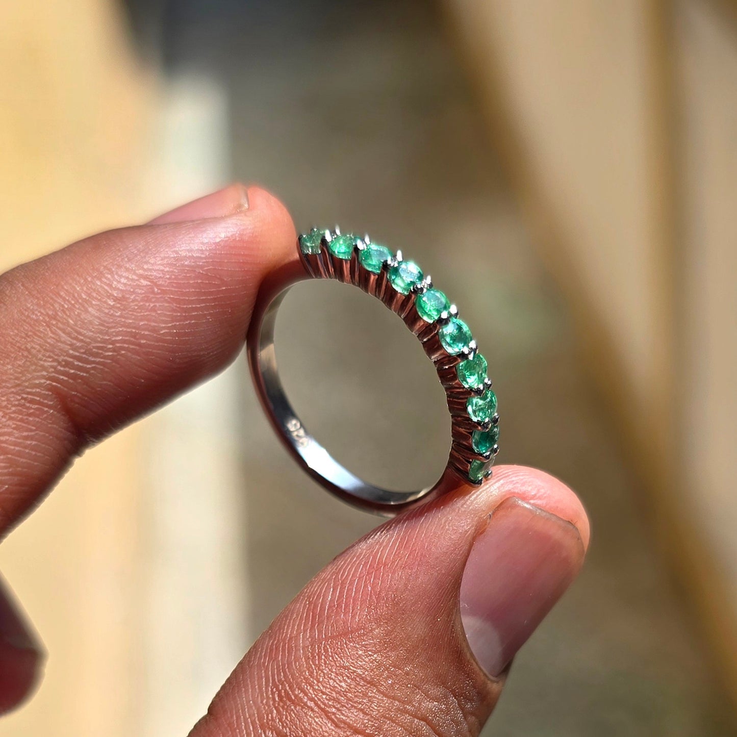 Emerald Band Ring Daily Wear Emerald Stacking Ring Gold Eternity Band Gemstone Band Wedding Band Ring Emerald Birthstone Ring Gift For Women