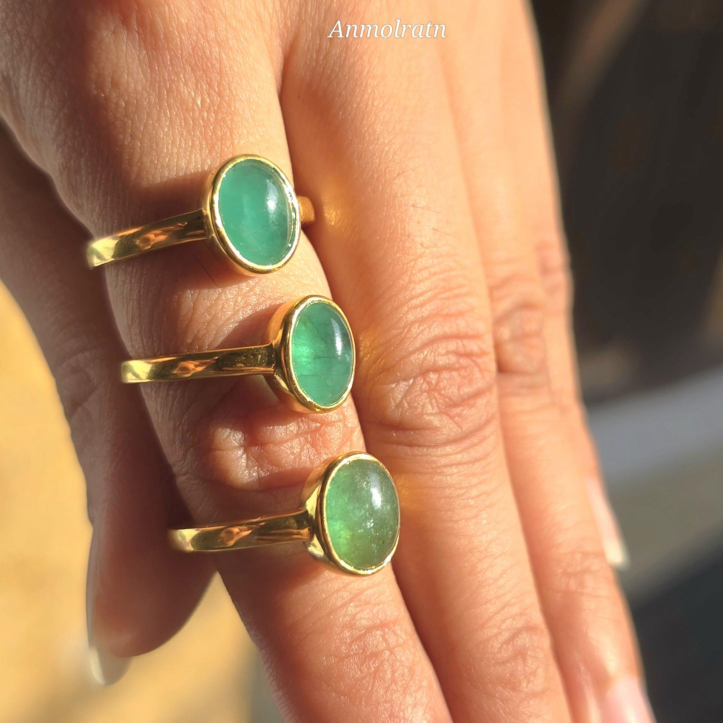 Emerald Cabochon Ring, Untreated Green Emerald Oval Solitaire Birthstone Ring, Pinky Emerald Oval Bezel Set Ring, Tiny Emerald Dainty Ring
