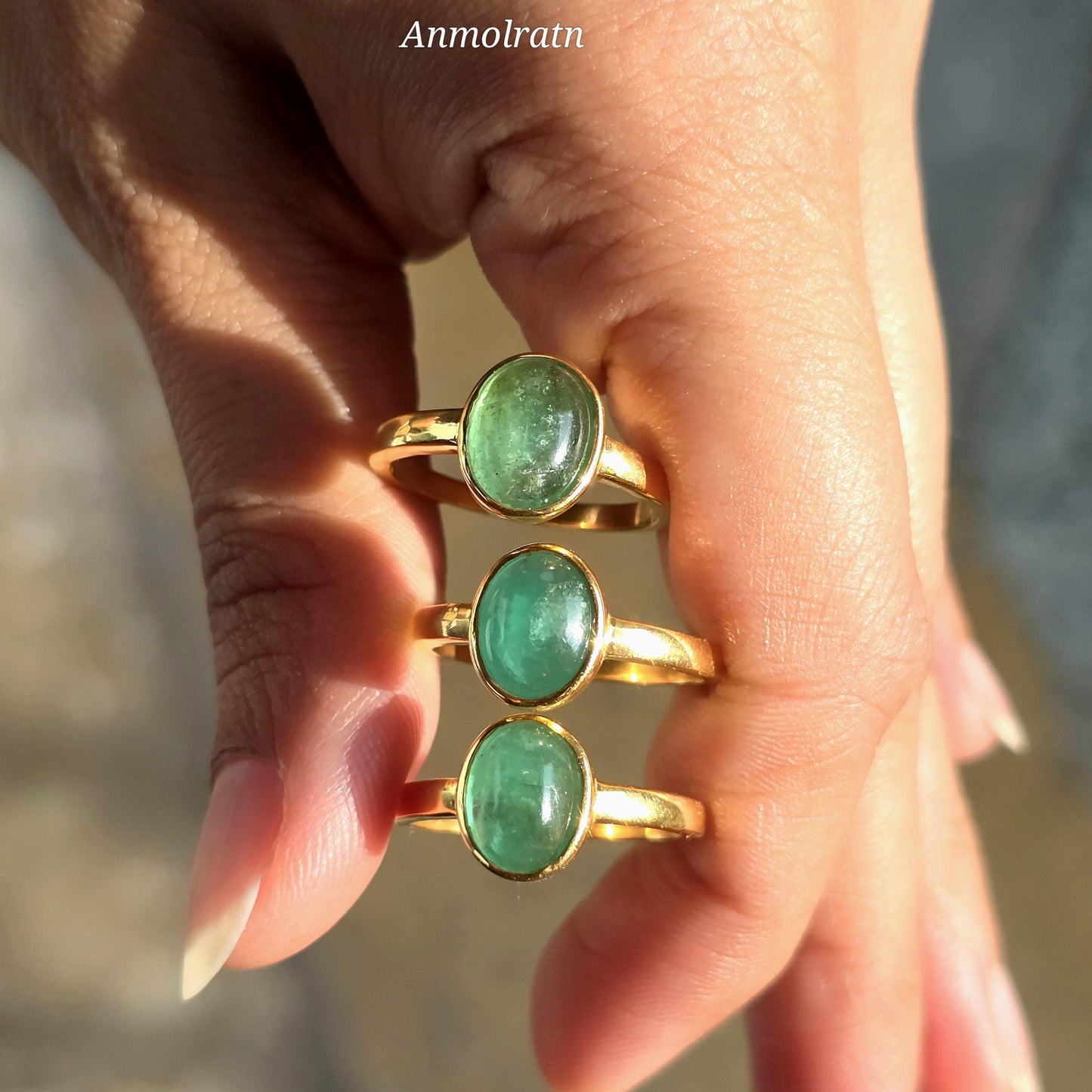Emerald Cabochon Ring, Untreated Green Emerald Oval Solitaire Birthstone Ring, Pinky Emerald Oval Bezel Set Ring, Tiny Emerald Dainty Ring