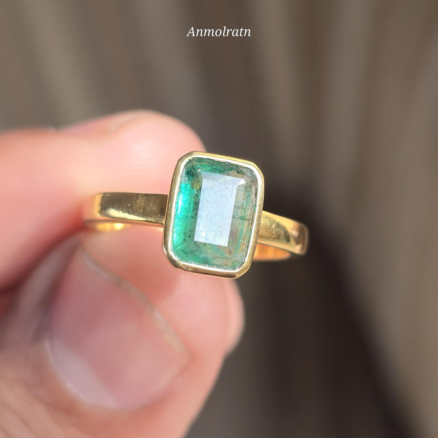 14k Emerald Ring, Certified Vivid Green Natural Emerald Octagon Ring, Daily Wear Solitaire Emerald Birthstone Ring, Pinky Emerald Ring Women