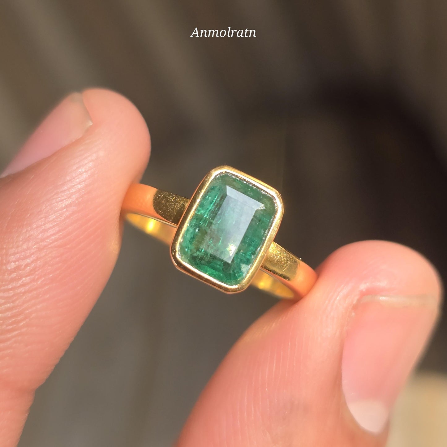 14k Emerald Ring, Certified Vivid Green Natural Emerald Octagon Ring, Daily Wear Solitaire Emerald Birthstone Ring, Pinky Emerald Ring Women