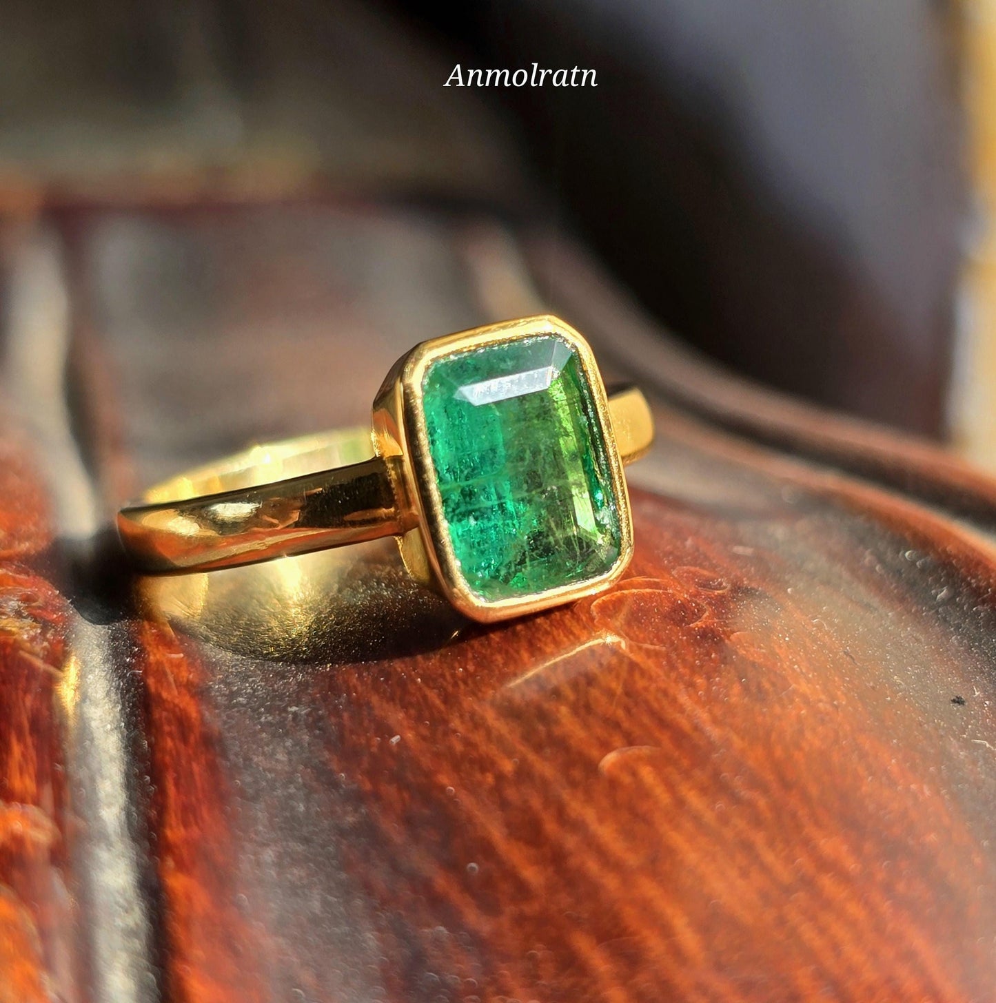 14k Emerald Ring, Certified Vivid Green Natural Emerald Octagon Ring, Daily Wear Solitaire Emerald Birthstone Ring, Pinky Emerald Ring Women