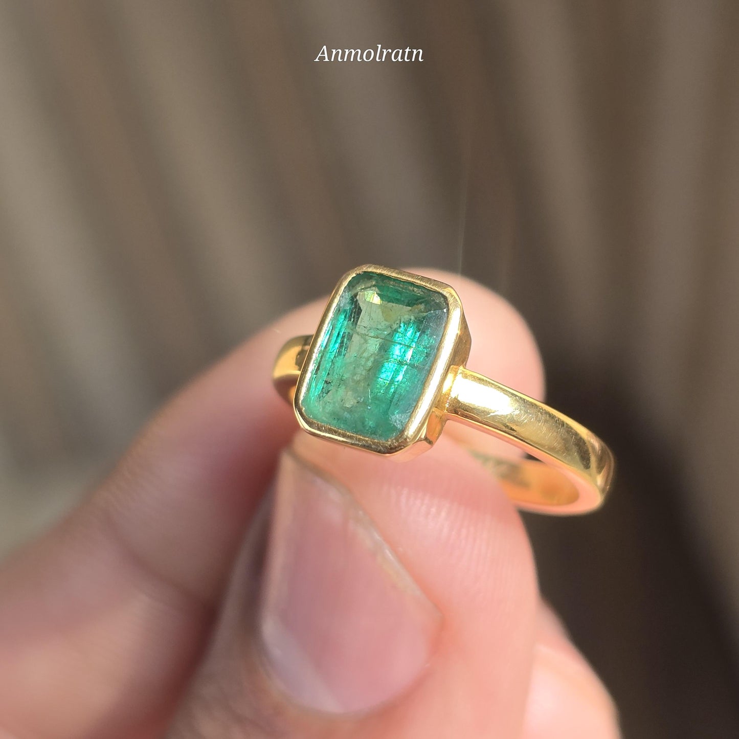 14k Emerald Ring, Certified Vivid Green Natural Emerald Octagon Ring, Daily Wear Solitaire Emerald Birthstone Ring, Pinky Emerald Ring Women