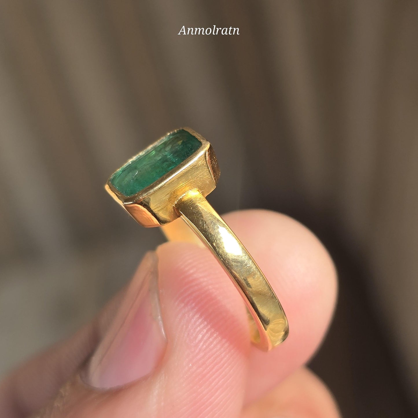 14k Emerald Ring, Certified Vivid Green Natural Emerald Octagon Ring, Daily Wear Solitaire Emerald Birthstone Ring, Pinky Emerald Ring Women