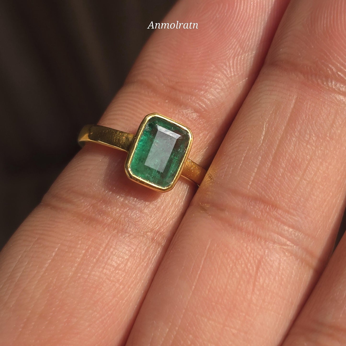 14k Emerald Ring, Certified Vivid Green Natural Emerald Octagon Ring, Daily Wear Solitaire Emerald Birthstone Ring, Pinky Emerald Ring Women