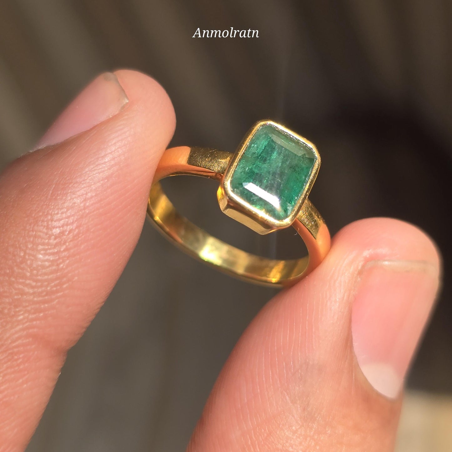 14k Emerald Ring, Certified Vivid Green Natural Emerald Octagon Ring, Daily Wear Solitaire Emerald Birthstone Ring, Pinky Emerald Ring Women