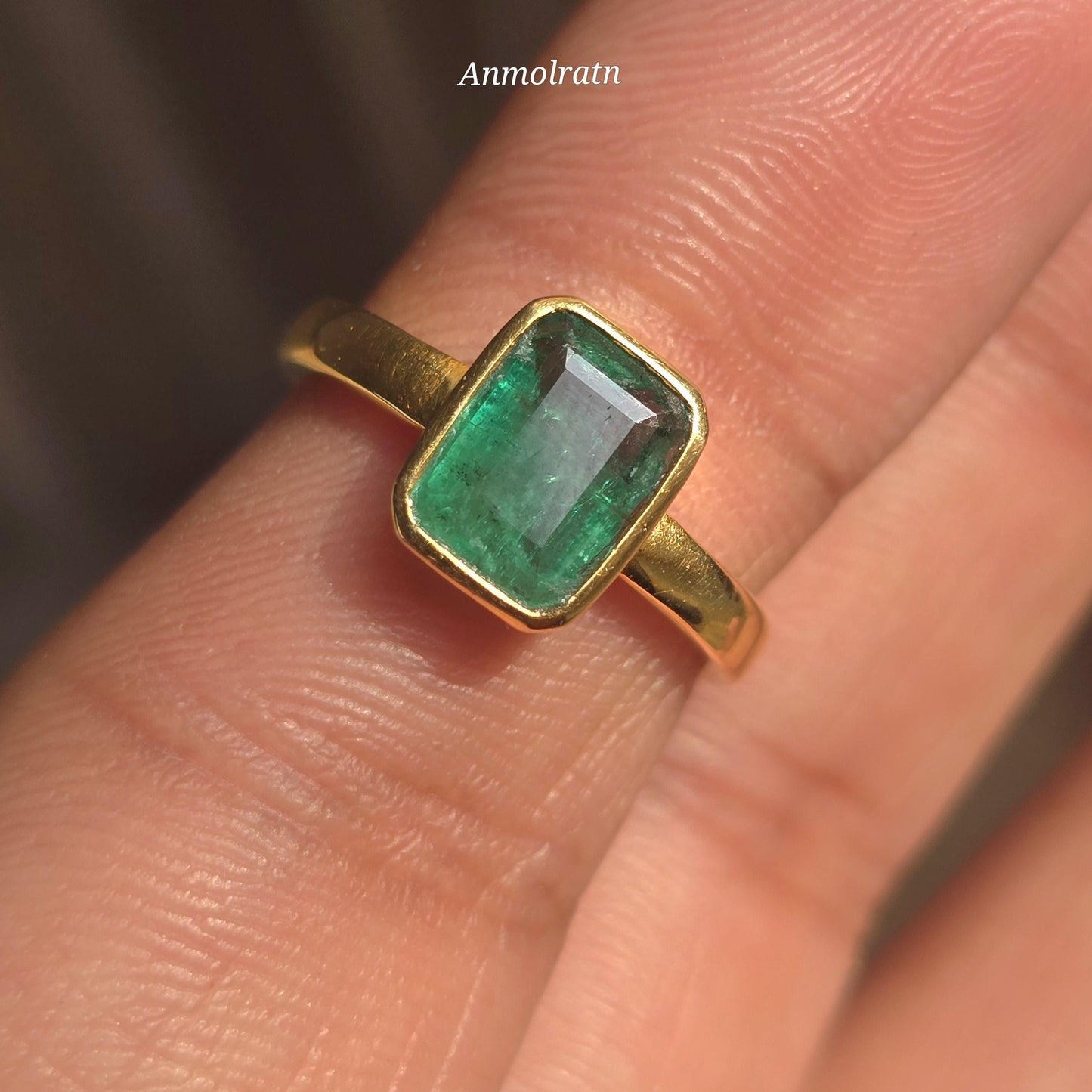 14k Emerald Ring, Certified Vivid Green Natural Emerald Octagon Ring, Daily Wear Solitaire Emerald Birthstone Ring, Pinky Emerald Ring Women