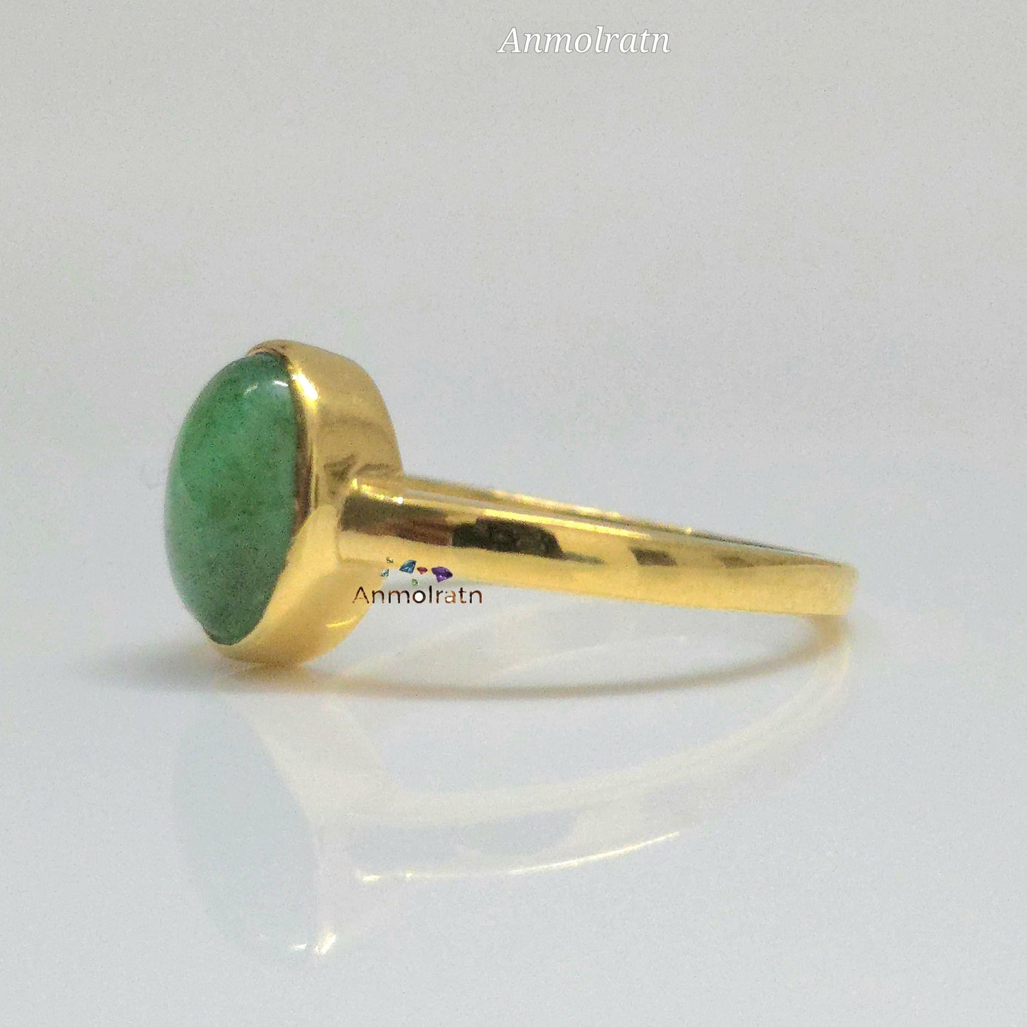 Emerald Cabochon Ring, Green Emerald Solitaire Ring, Emerald Oval Bezel Set Birthstone Ring, Natural Emerald Pinky Ring, 3CT Emerald ring