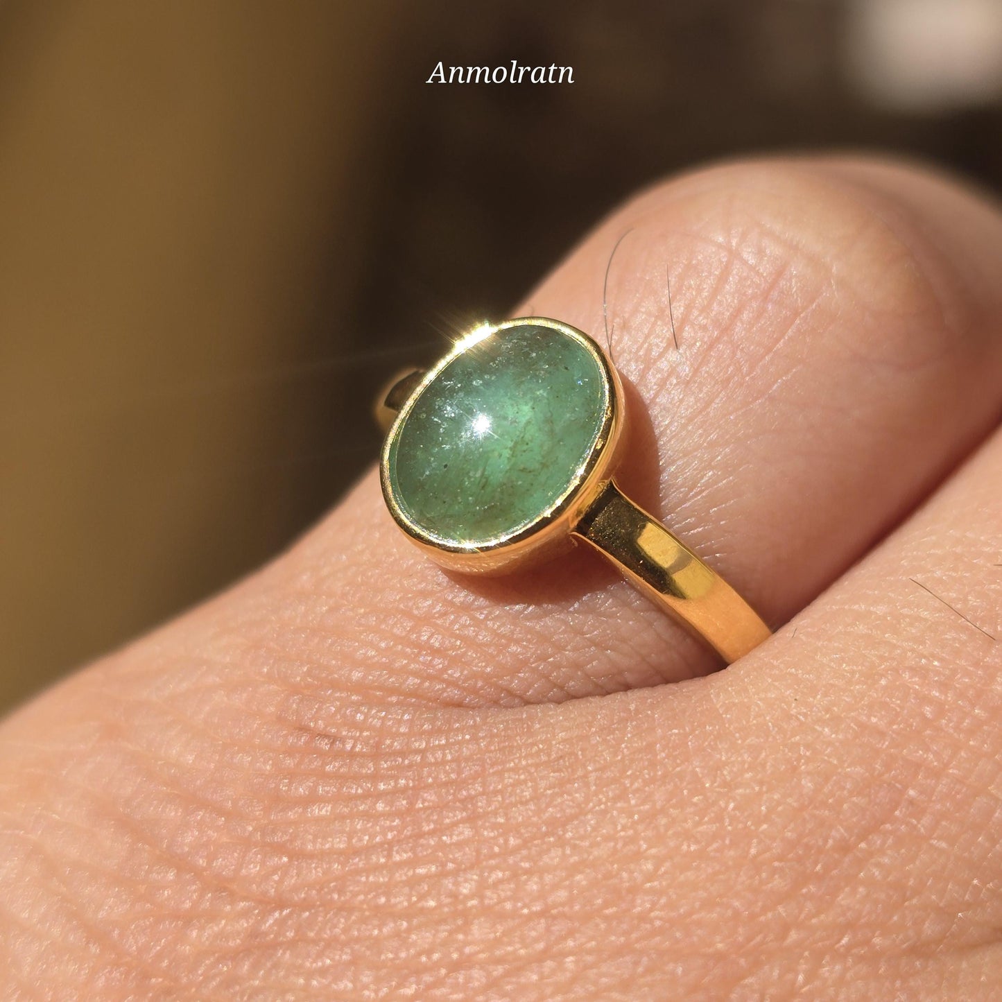 Emerald Cabochon Ring, Green Emerald Solitaire Ring, Emerald Oval Bezel Set Birthstone Ring, Natural Emerald Pinky Ring, 3CT Emerald ring