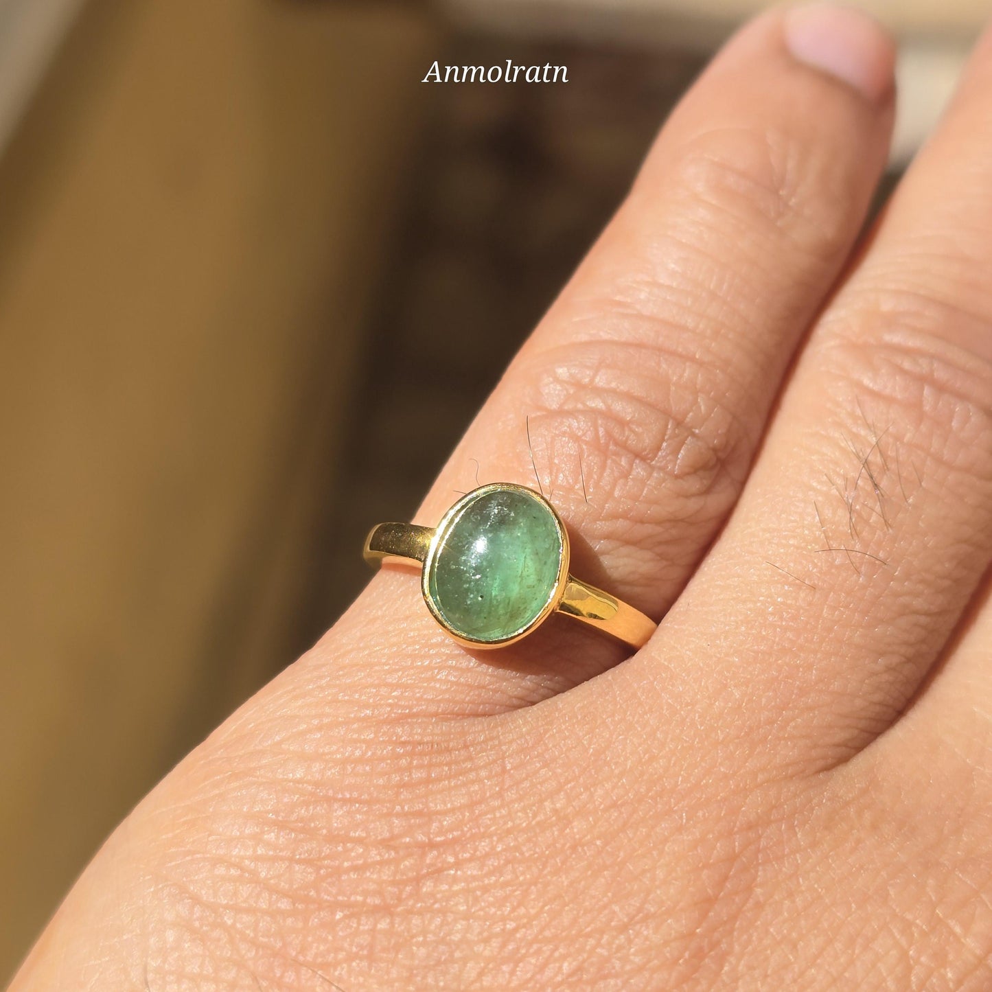 Emerald Cabochon Ring, Green Emerald Solitaire Ring, Emerald Oval Bezel Set Birthstone Ring, Natural Emerald Pinky Ring, 3CT Emerald ring
