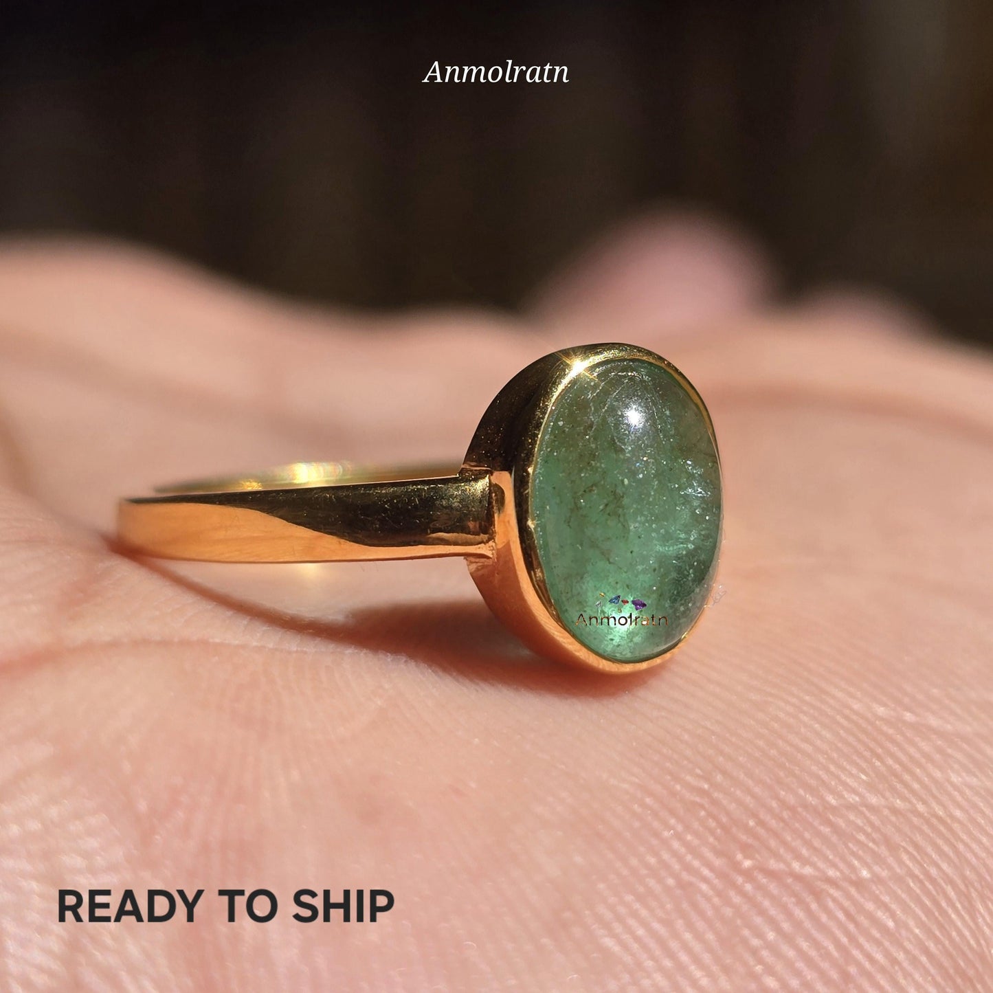 Emerald Cabochon Ring, Green Emerald Solitaire Ring, Emerald Oval Bezel Set Birthstone Ring, Natural Emerald Pinky Ring, 3CT Emerald ring