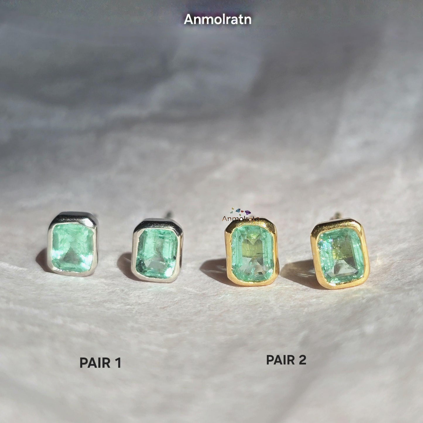 Natural Emerald Stud Earring, Colombian Emerald Solitaire Earring, Tiny Bright Emerald Octagon Bezel Dainty Birthstone Silver Earrings Gift