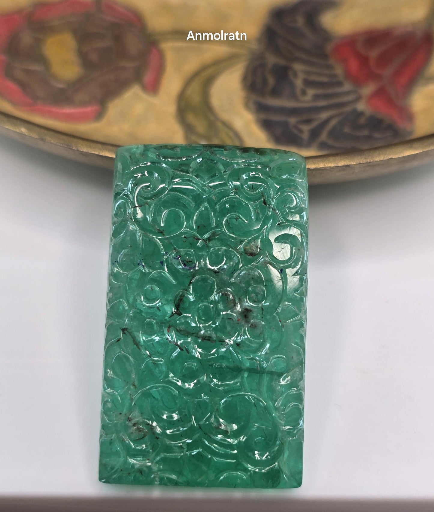 117.16 CT Colombian Emerald Carving, Big Emerald Loose Gemstone For Jewelry, Natural Emerald For Pendant, Unique Fancy Cut Untreated Emerald