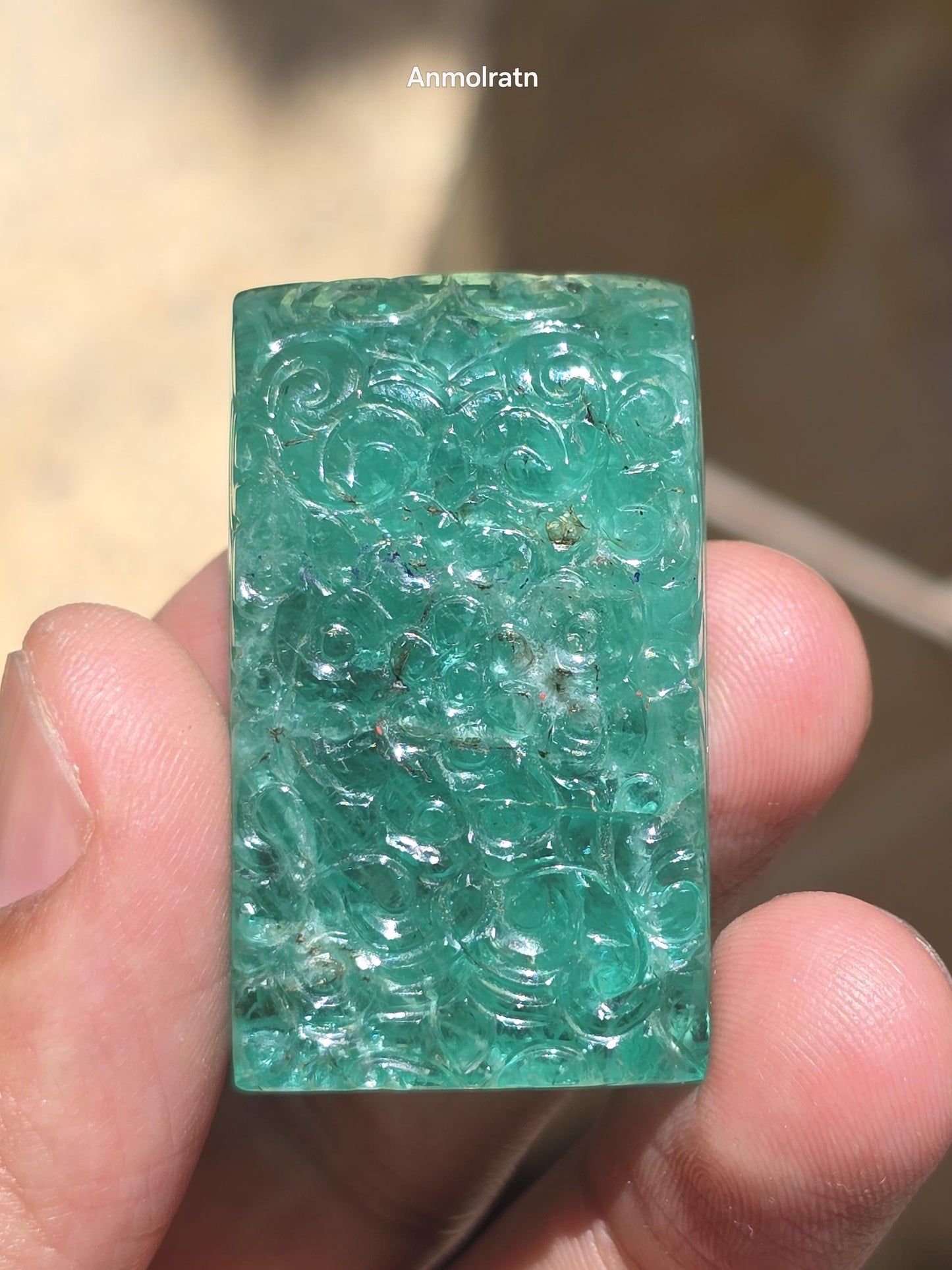 117.16 CT Colombian Emerald Carving, Big Emerald Loose Gemstone For Jewelry, Natural Emerald For Pendant, Unique Fancy Cut Untreated Emerald