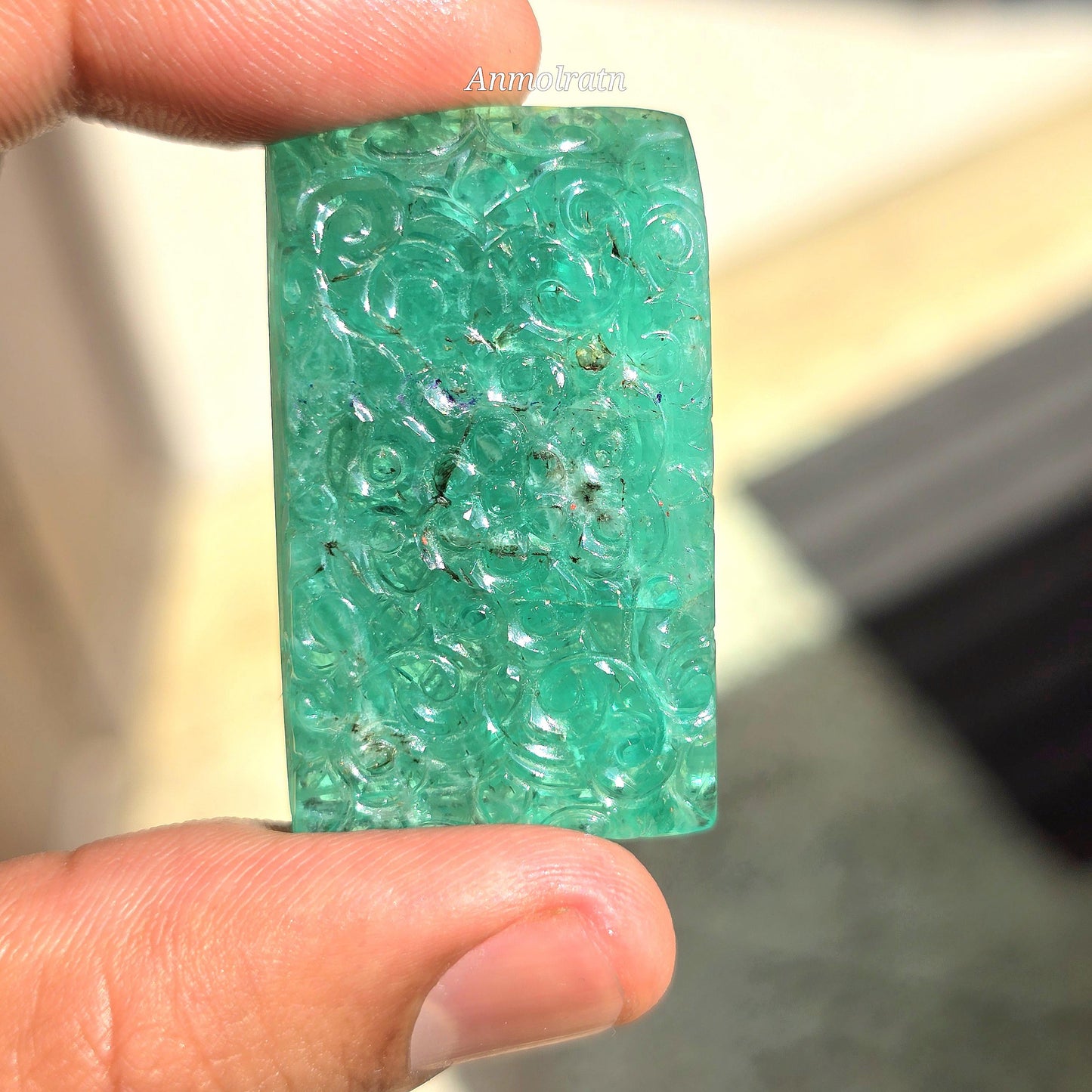 117.16 CT Colombian Emerald Carving, Big Emerald Loose Gemstone For Jewelry, Natural Emerald For Pendant, Unique Fancy Cut Untreated Emerald
