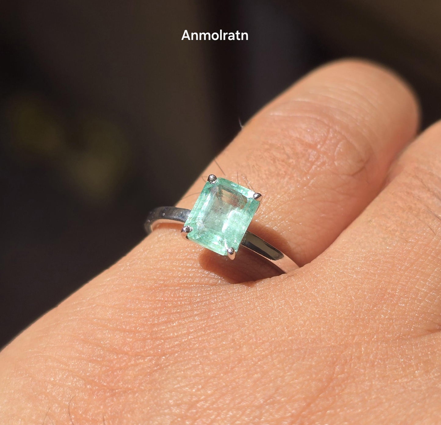 Natural Colombian Emerald Octagon Solitaire Ring, 1.43CT Certified Emerald Cut Emerald Dainty Ring, Lush Green Emerald Birthstone Ring Gift