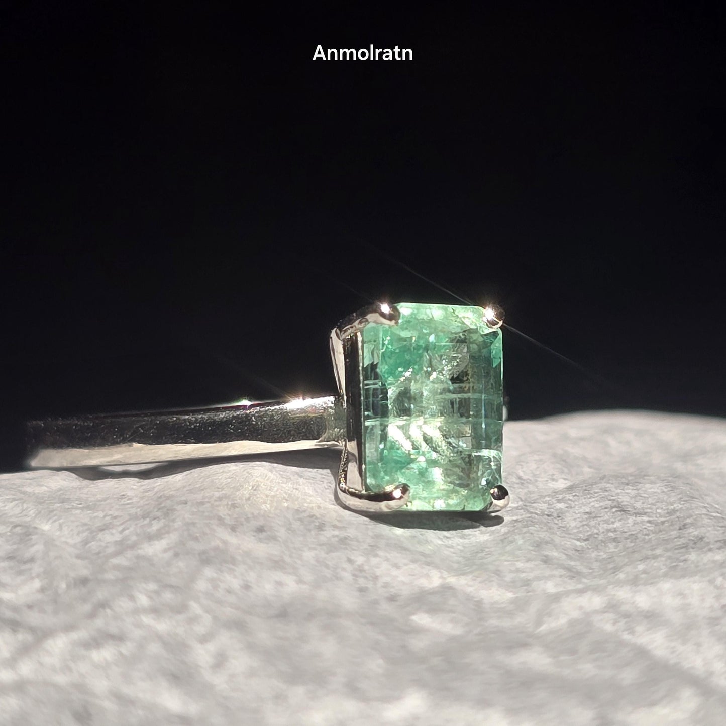 Colombian Emerald Cut Octagon Ring, Vibrant Natural Emerald Solitaire Ring Gift For Her 1.56CT Green Emerald Dainty Birthstone Stacking Ring