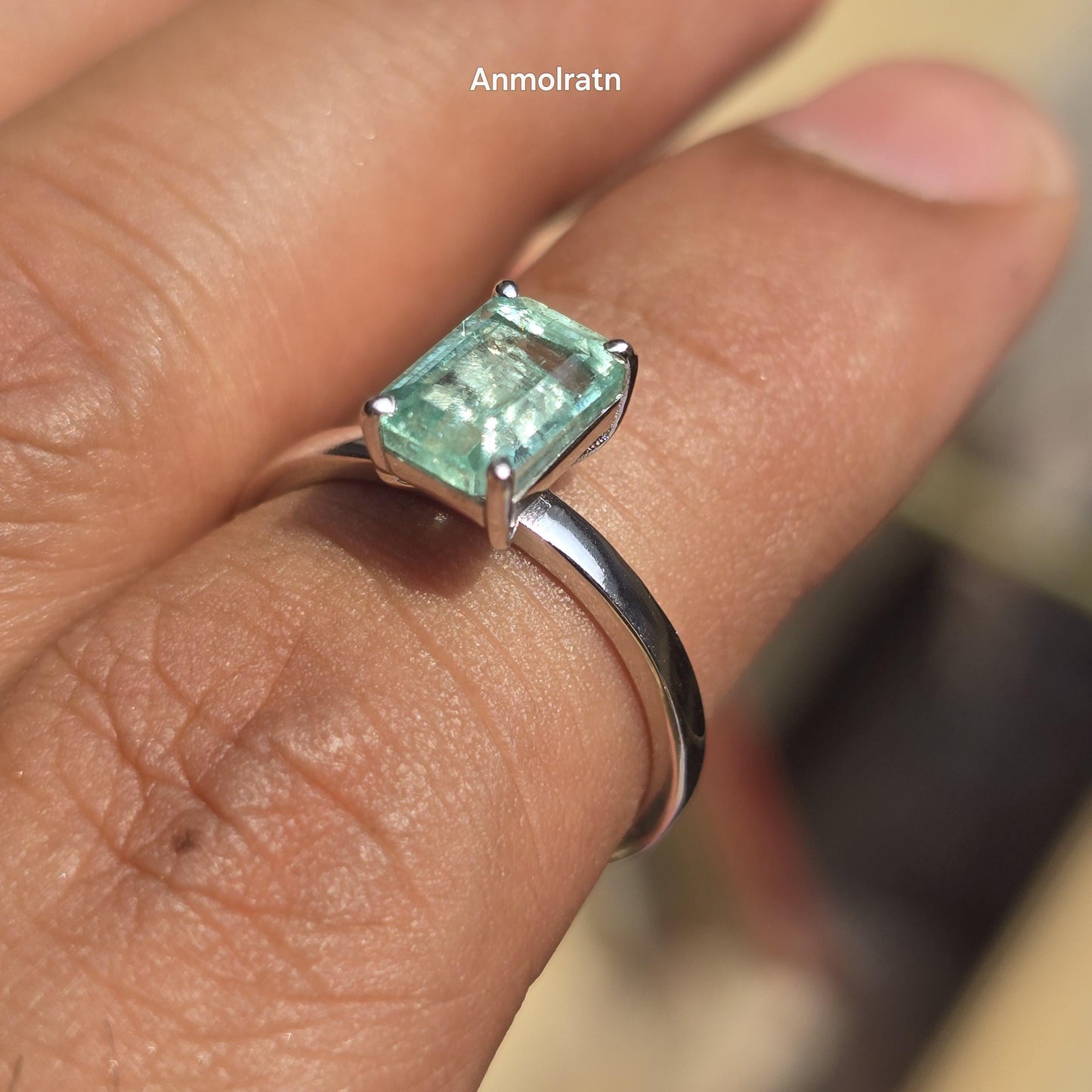 Colombian Emerald Cut Octagon Ring, Vibrant Natural Emerald Solitaire Ring Gift For Her 1.56CT Green Emerald Dainty Birthstone Stacking Ring