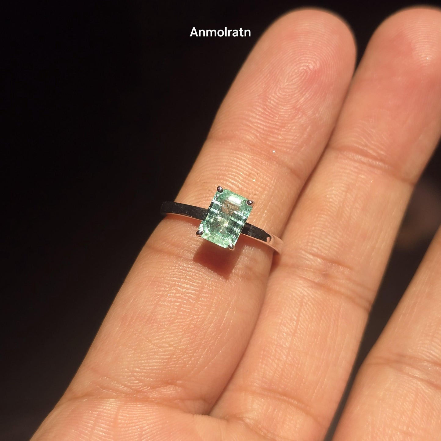 Colombian Emerald Cut Octagon Ring, Vibrant Natural Emerald Solitaire Ring Gift For Her 1.56CT Green Emerald Dainty Birthstone Stacking Ring