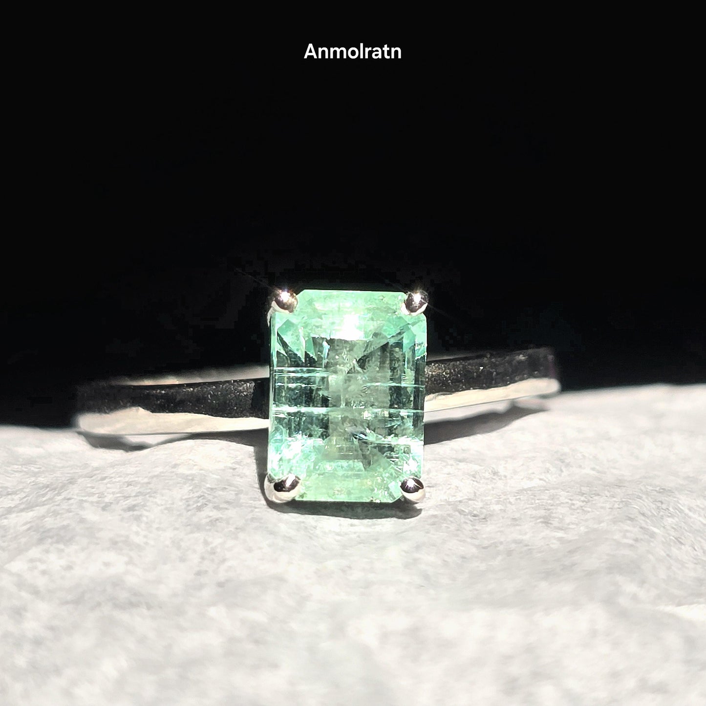 Colombian Emerald Cut Octagon Ring, Vibrant Natural Emerald Solitaire Ring Gift For Her 1.56CT Green Emerald Dainty Birthstone Stacking Ring