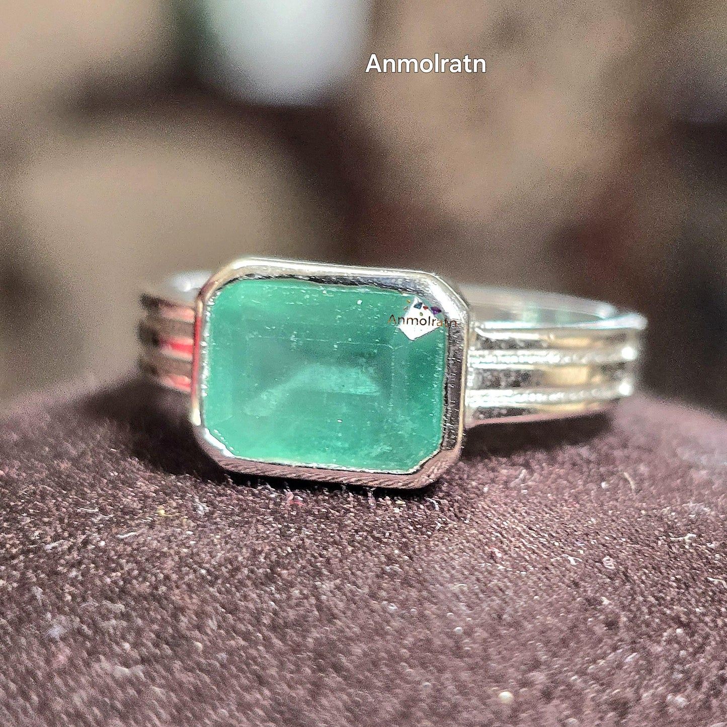 Natural Emerald Octagon Solitaire Silver Ring, 2.30Ct Rich Green Emerald East West Bezel Set Stacking Birthstone Ring, Dainty Emerald Ring