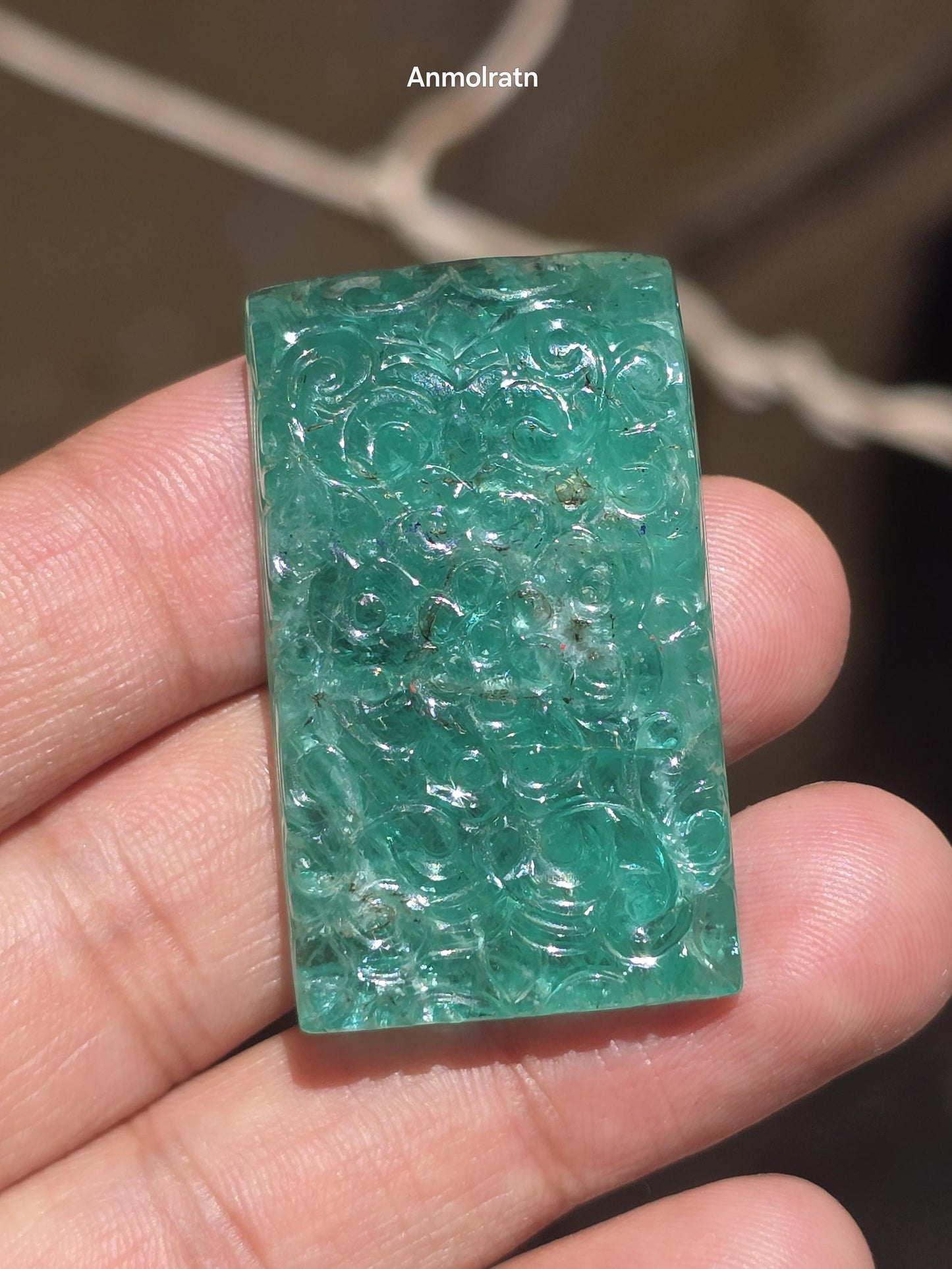 117.16 CT Colombian Emerald Carving, Big Emerald Loose Gemstone For Jewelry, Natural Emerald For Pendant, Unique Fancy Cut Untreated Emerald