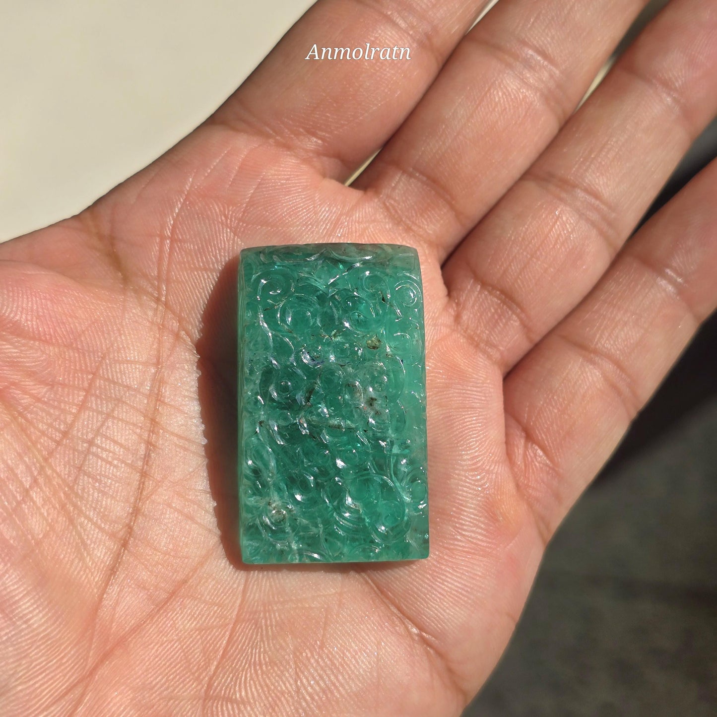 117.16 CT Colombian Emerald Carving, Big Emerald Loose Gemstone For Jewelry, Natural Emerald For Pendant, Unique Fancy Cut Untreated Emerald