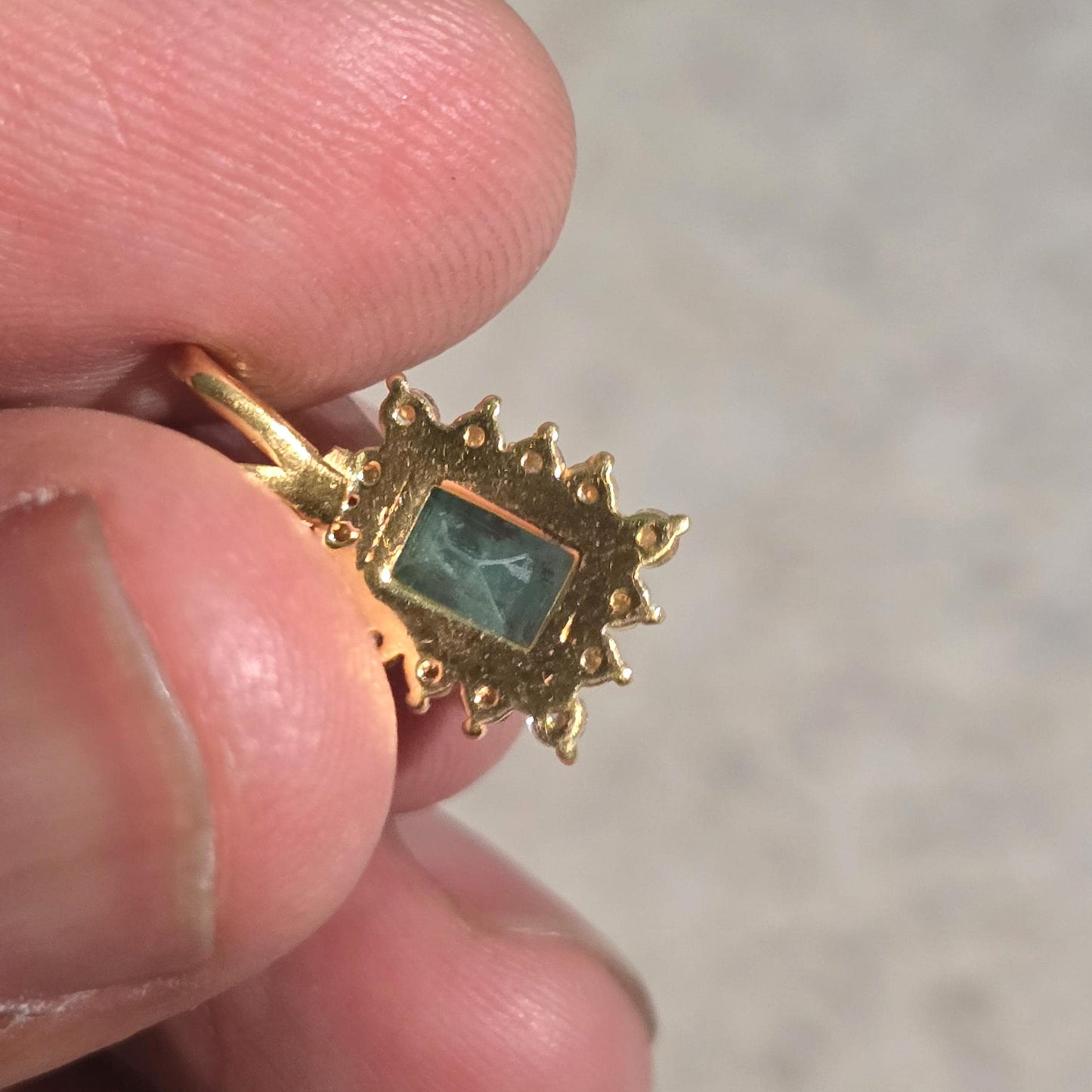 Emerald Solitaire Pendant, Emerald Cut Octagon Halo Pendant For Women, 14k Green Emerald Birthstone Pendant, Natural Emerald Dainty Pendant