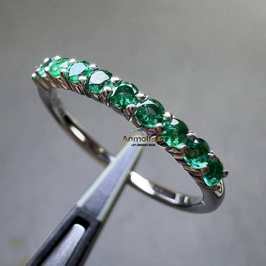 Emerald Band Ring Daily Wear Emerald Stacking Ring Gold Eternity Band Gemstone Band Wedding Band Ring Emerald Birthstone Ring Gift For Women