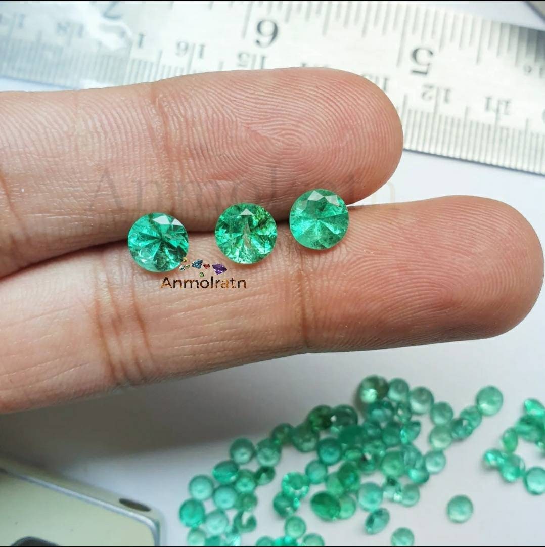 Natural Round Colombian Emerald For Jewelry, Loose Emerald Wholesale, Gems for Sale, 3MM 4MM 5MM 6MM 7MM Round Emerald Loose Gemstone Supply