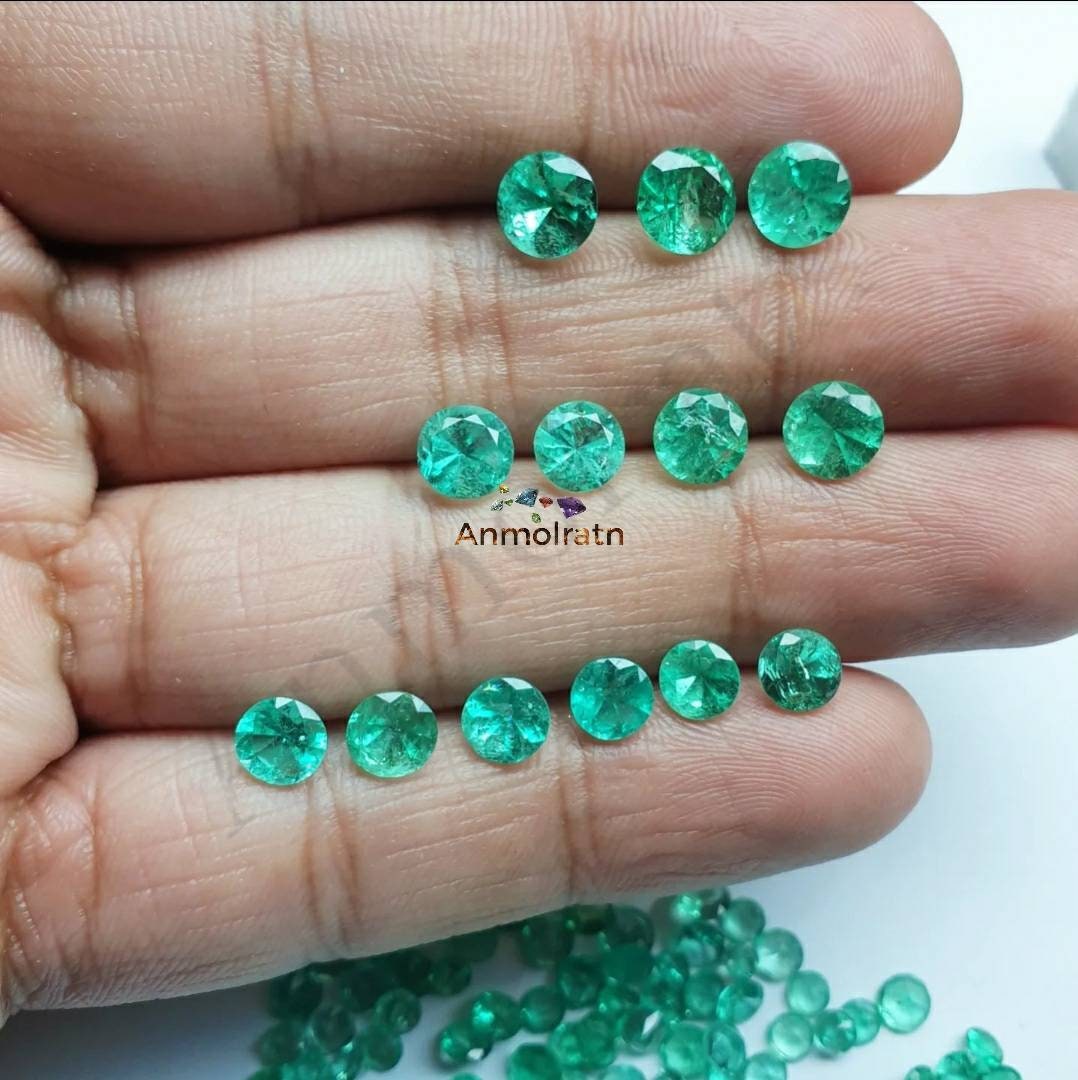 Natural Round Colombian Emerald For Jewelry, Loose Emerald Wholesale, Gems for Sale, 3MM 4MM 5MM 6MM 7MM Round Emerald Loose Gemstone Supply