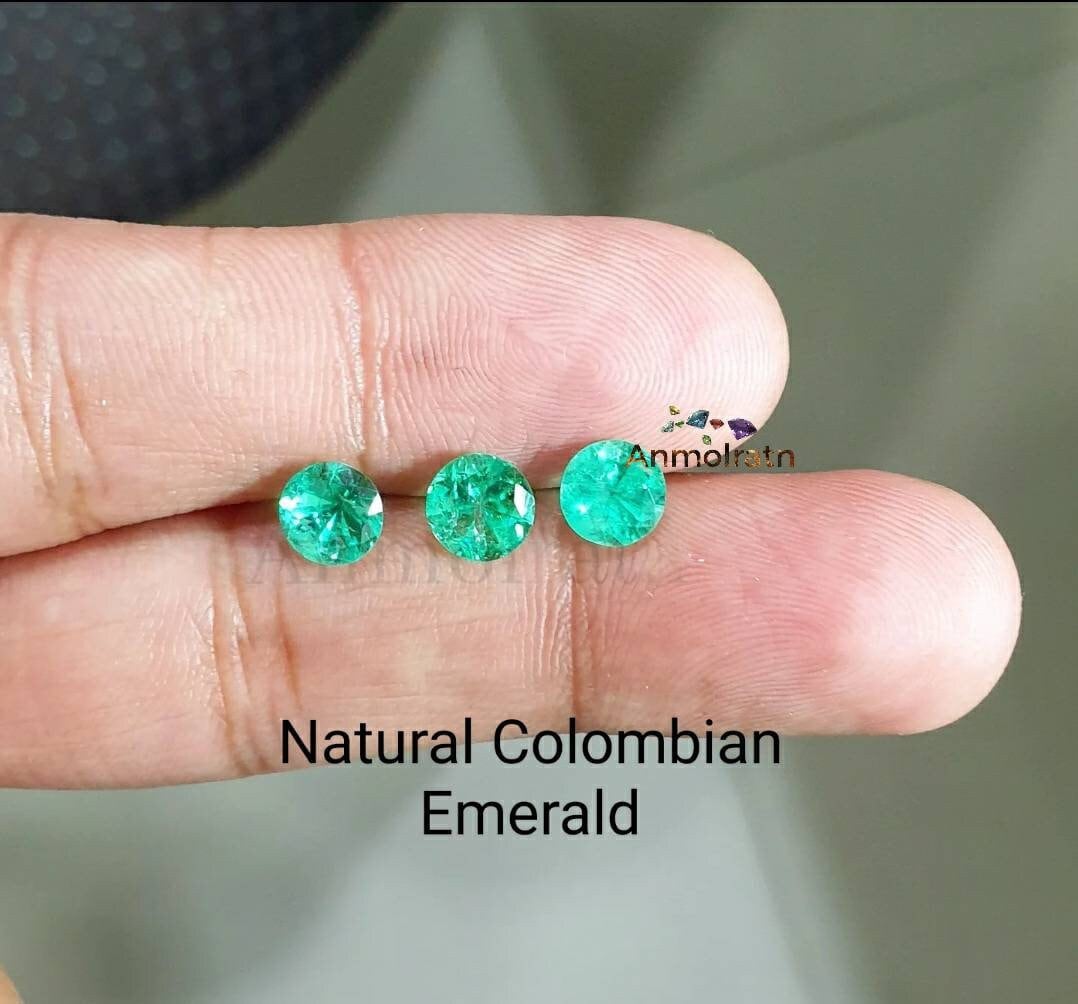 Natural Round Colombian Emerald For Jewelry, Loose Emerald Wholesale, Gems for Sale, 3MM 4MM 5MM 6MM 7MM Round Emerald Loose Gemstone Supply