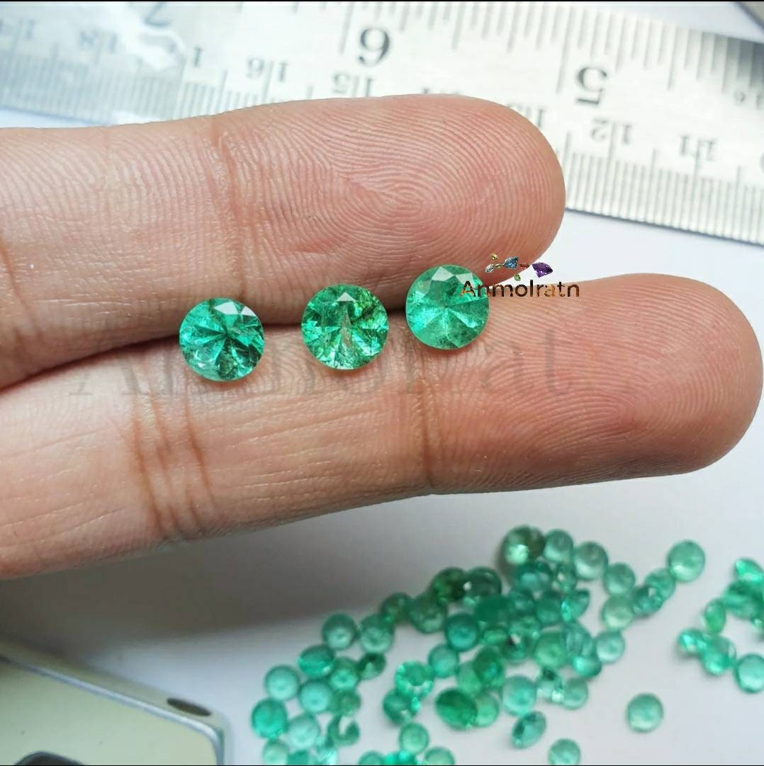 Natural Round Colombian Emerald For Jewelry, Loose Emerald Wholesale, Gems for Sale, 3MM 4MM 5MM 6MM 7MM Round Emerald Loose Gemstone Supply