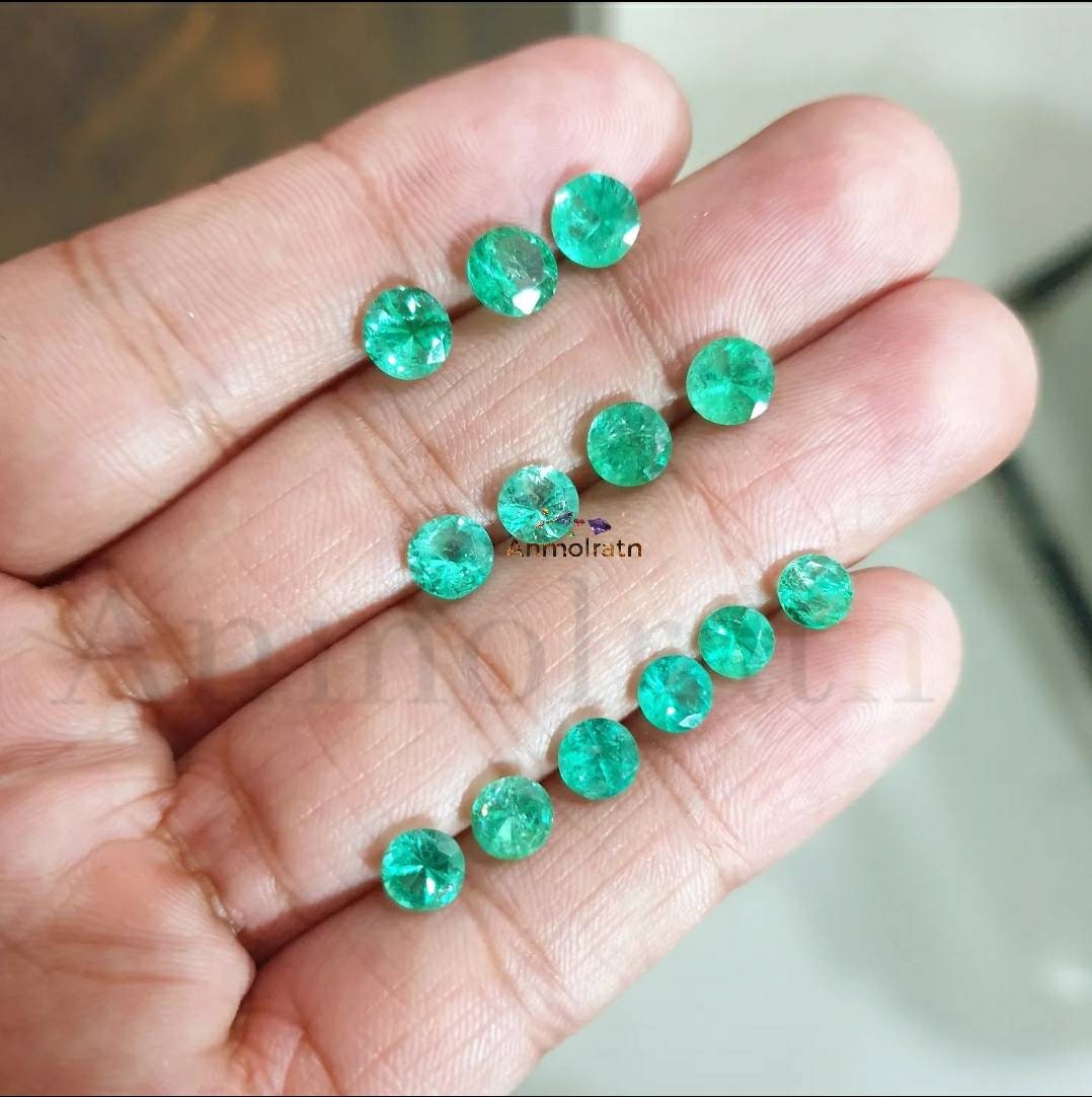 Natural Round Colombian Emerald For Jewelry, Loose Emerald Wholesale, Gems for Sale, 3MM 4MM 5MM 6MM 7MM Round Emerald Loose Gemstone Supply