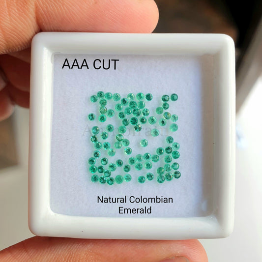 AAA Cut Round Emerald Colombian Loose Gemstone For Jewelry, Vivid Green Loose Emerald Sale, 1MM 1.5MM 2MM 2.5MM Emerald Supply Gems For Sale