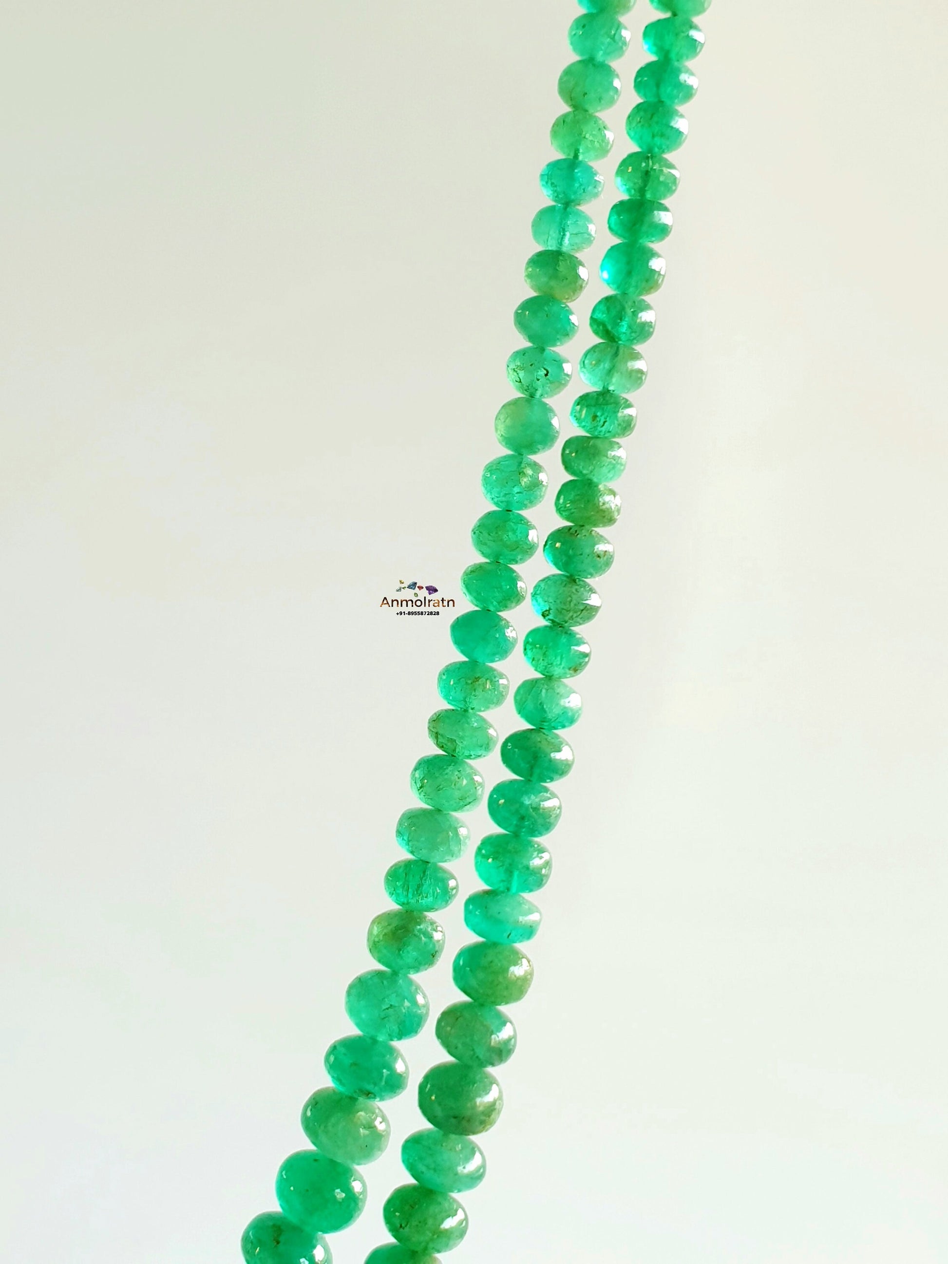 Rich Green Colombian Emerald Beads Necklace, Untreated Emerald Smooth Beads For Jewelry, Natural Round Emerald Birthstone Beads Rondelle