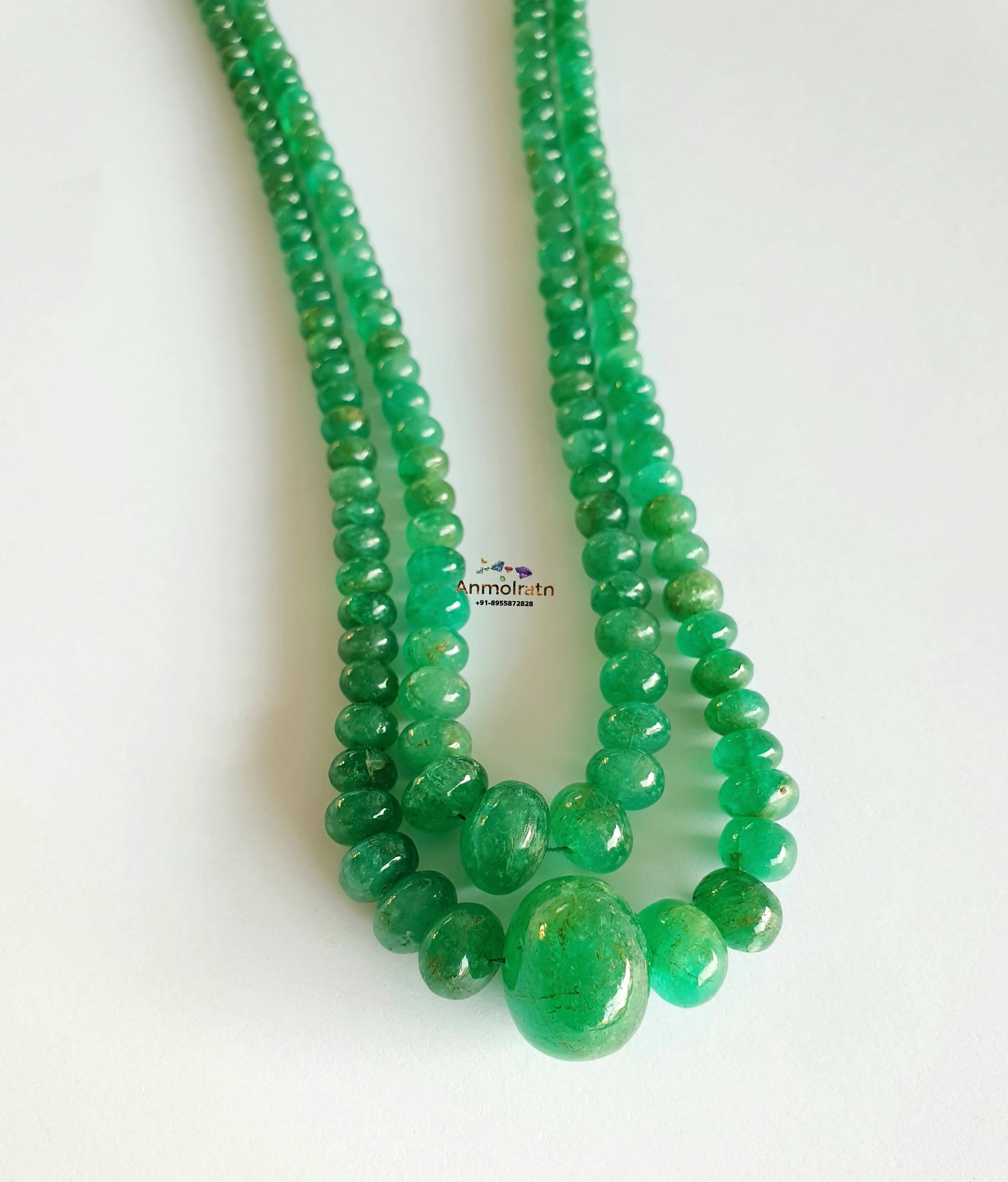 Rich Green Colombian Emerald Beads Necklace, Untreated Emerald Smooth Beads For Jewelry, Natural Round Emerald Birthstone Beads Rondelle