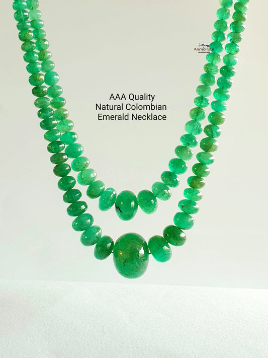 Rich Green Colombian Emerald Beads Necklace, Untreated Emerald Smooth Beads For Jewelry, Natural Round Emerald Birthstone Beads Rondelle