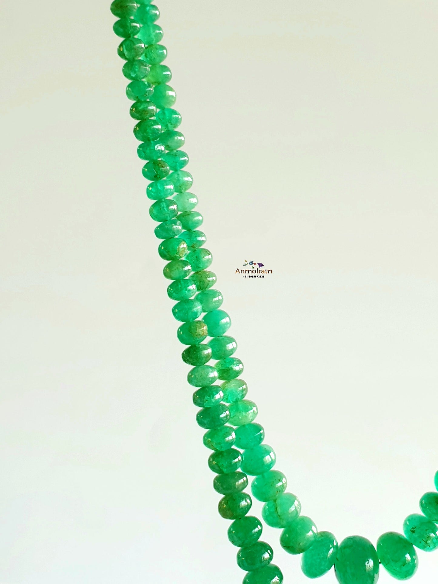 Rich Green Colombian Emerald Beads Necklace, Untreated Emerald Smooth Beads For Jewelry, Natural Round Emerald Birthstone Beads Rondelle
