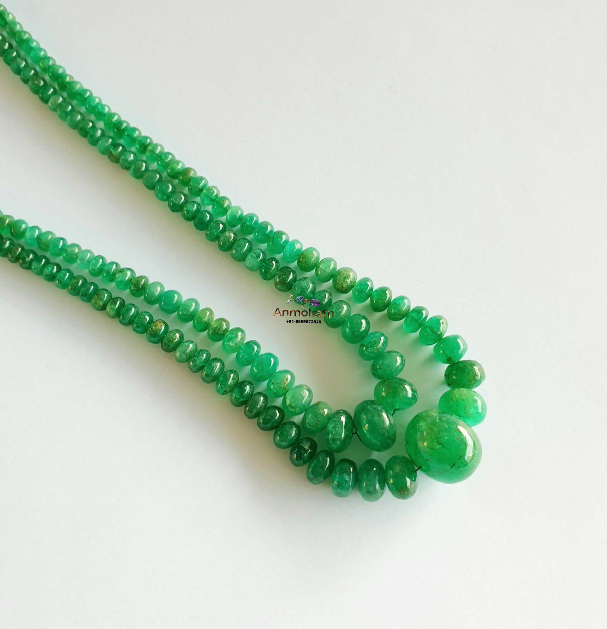 Rich Green Colombian Emerald Beads Necklace, Untreated Emerald Smooth Beads For Jewelry, Natural Round Emerald Birthstone Beads Rondelle