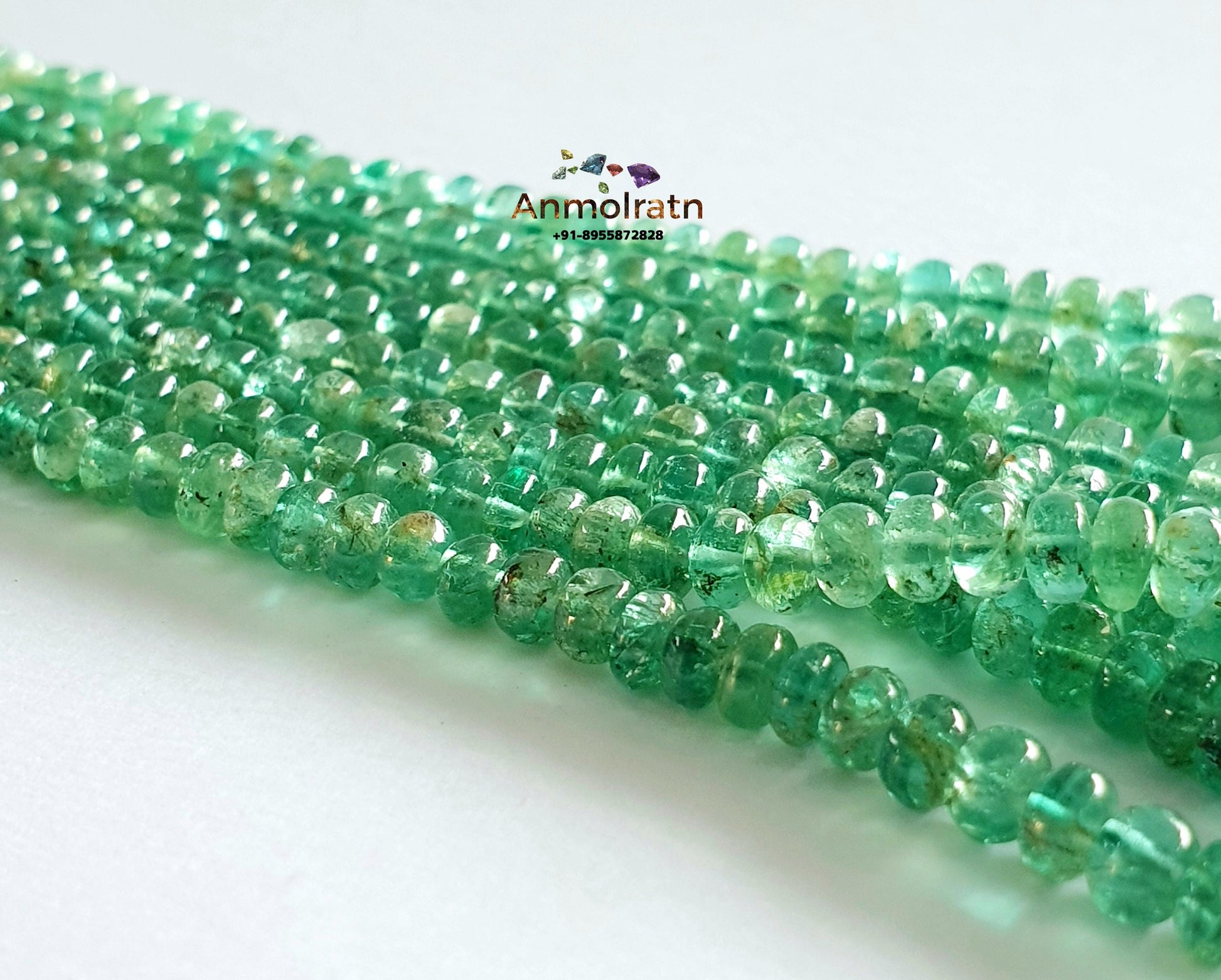 Green Emerald Beads Loose, Smooth Emerald Beads For Jewelry, 3-5MM Lustrous Natural Emerald Rondelle Beads Necklace, Untreated Emerald Beads